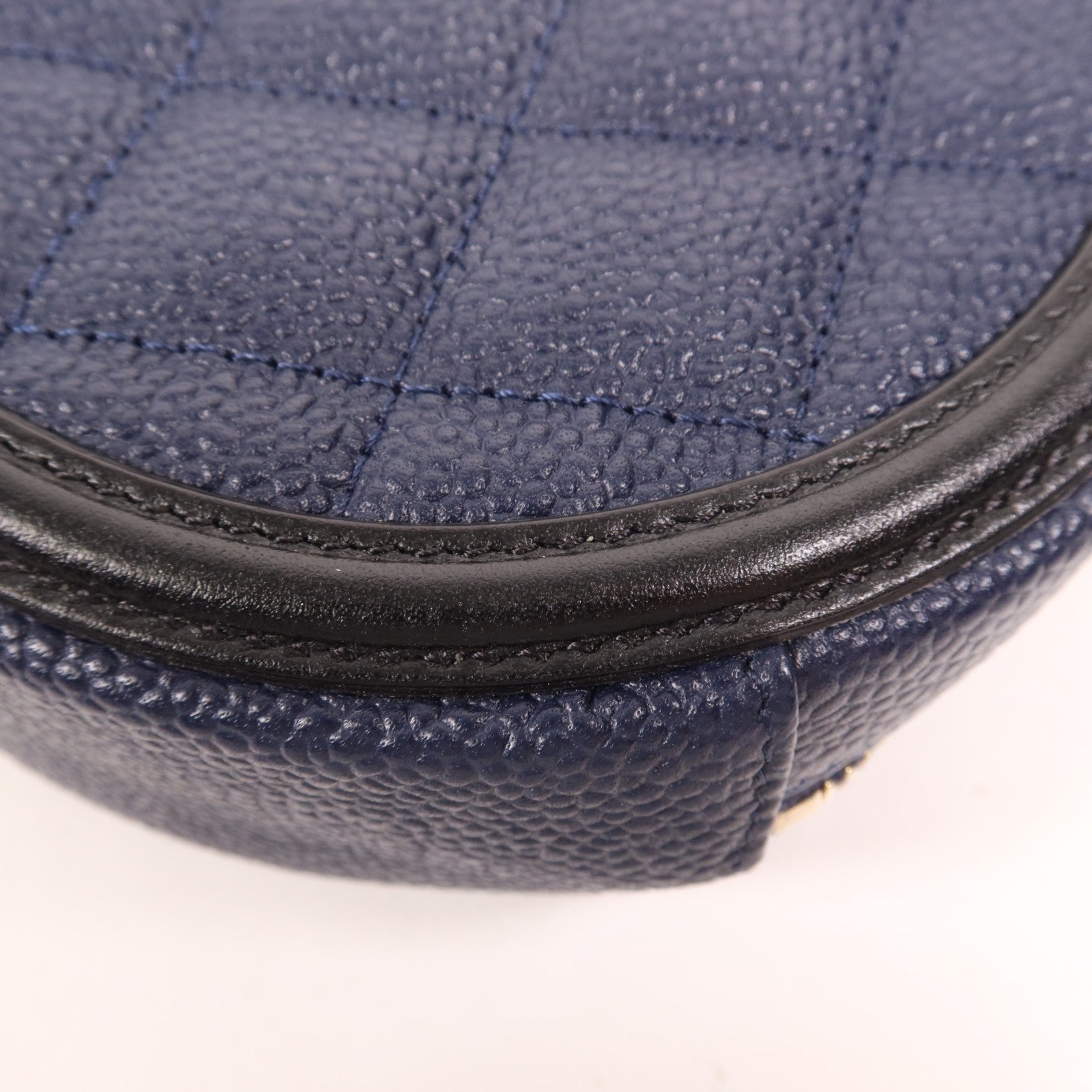 Chanel CC GHW Filigree Round Chain Shoulder Bag - Navy/Black, Calfskin Leather