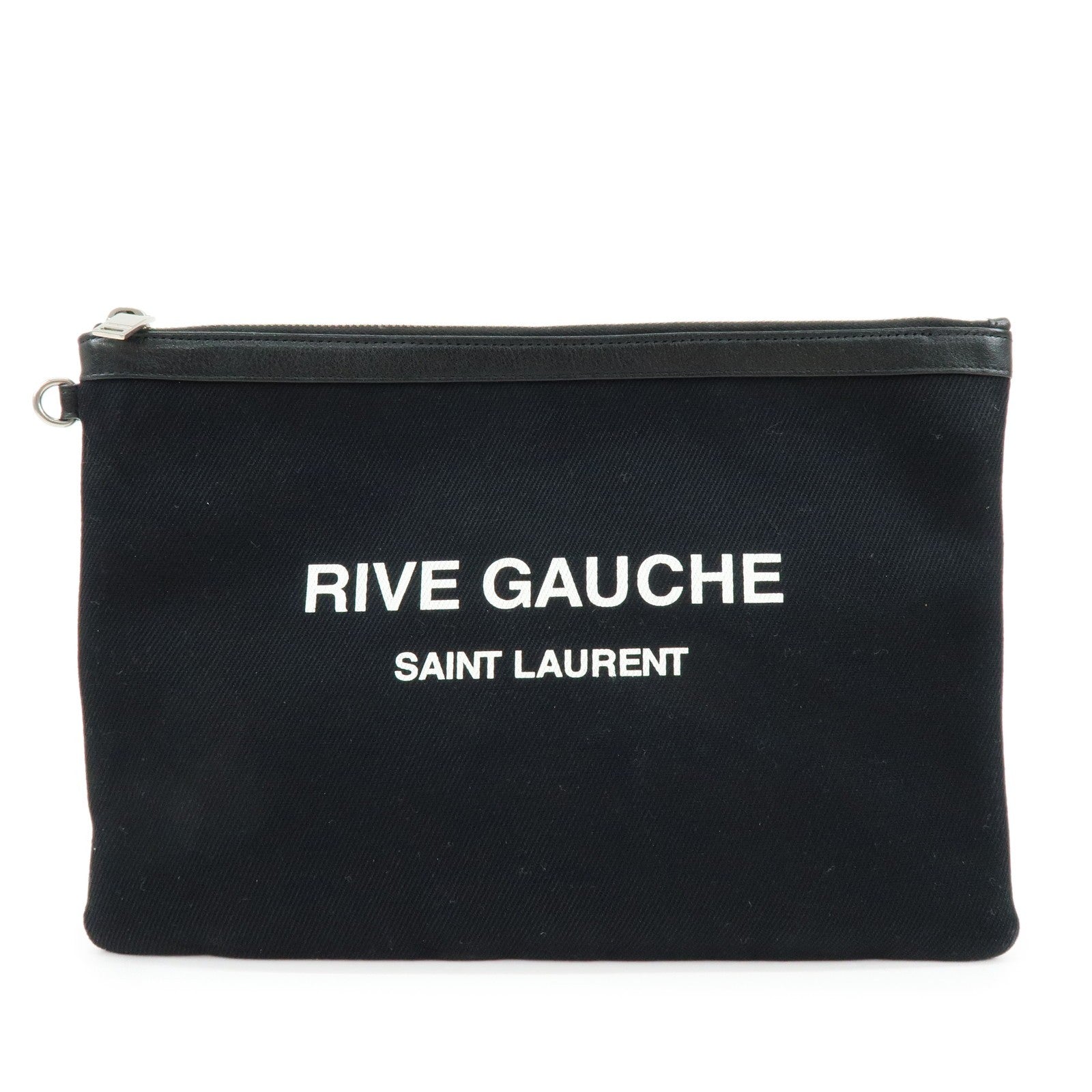 Saint Laurent Paris Clutch Bag - Black, Canvas, Leather