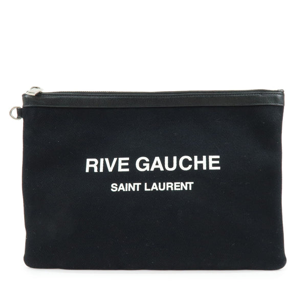 Saint Laurent Paris Clutch Bag - Black, Canvas, Leather 