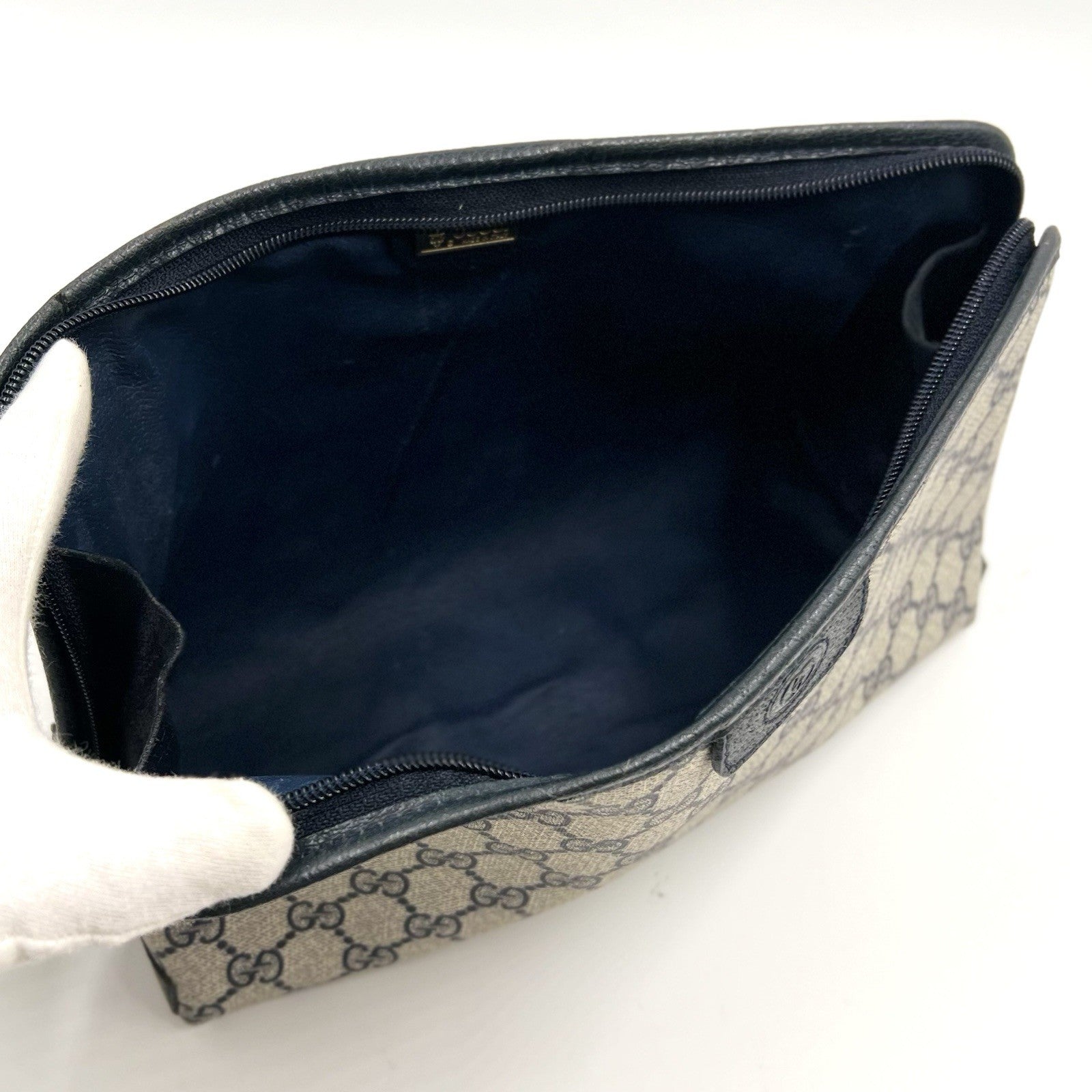 Gucci GG Supreme Clutch - Gold Navy, PVC Leather
