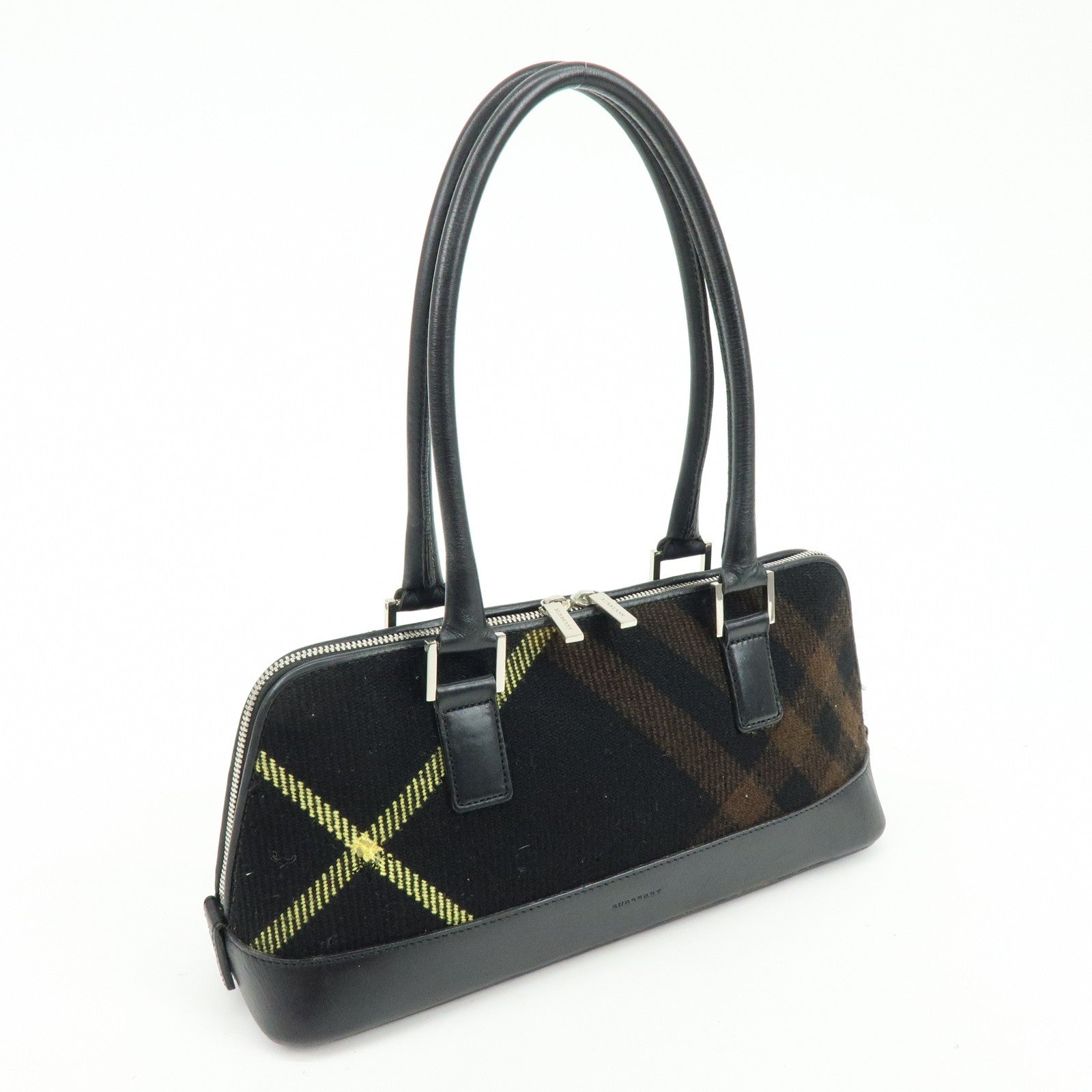 Burberry Shoulder Hand Bag - Black Brown, Canvas Leather