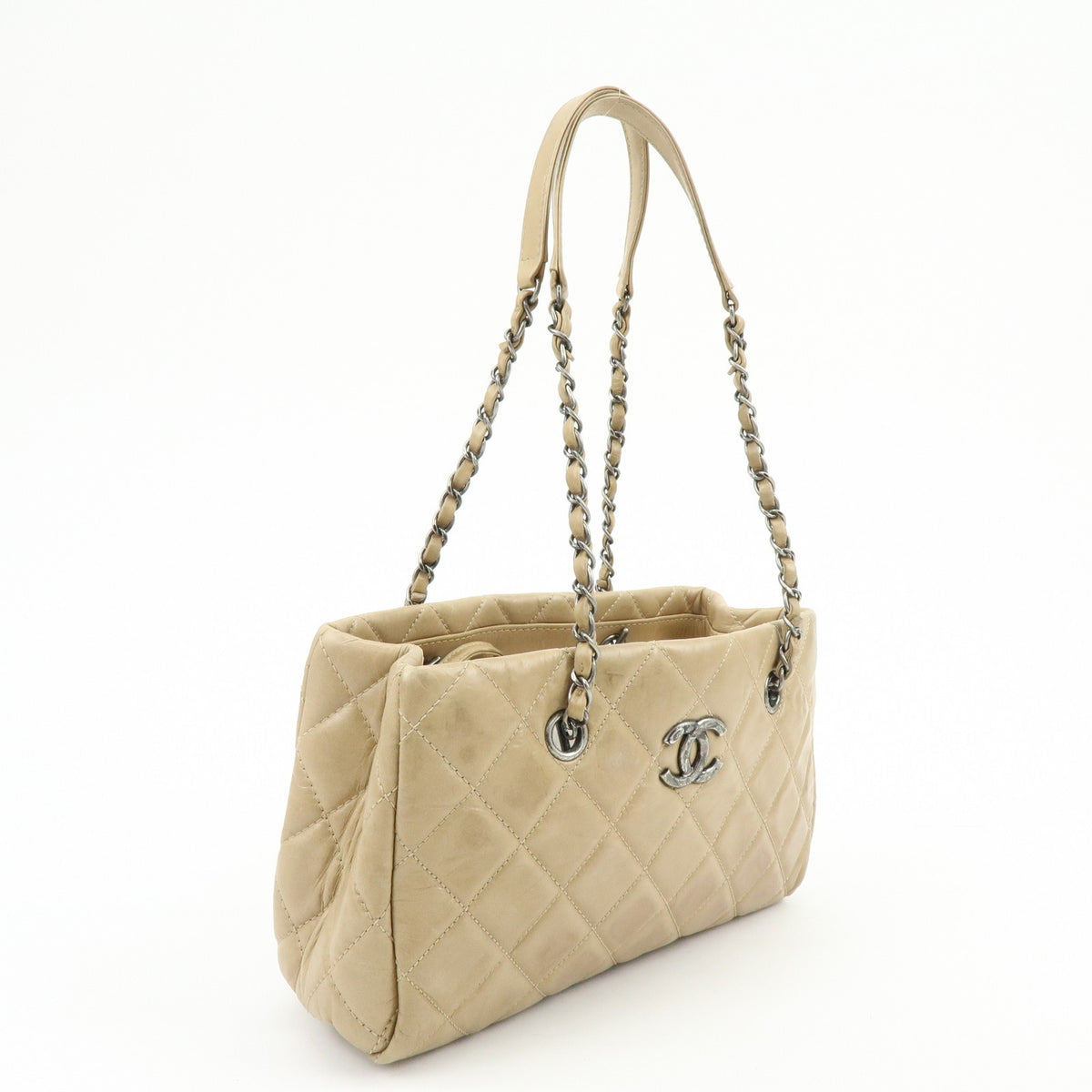 Chanel COCO Mark Matelasse Chain Shoulder Bag - Beige, Calf Skin