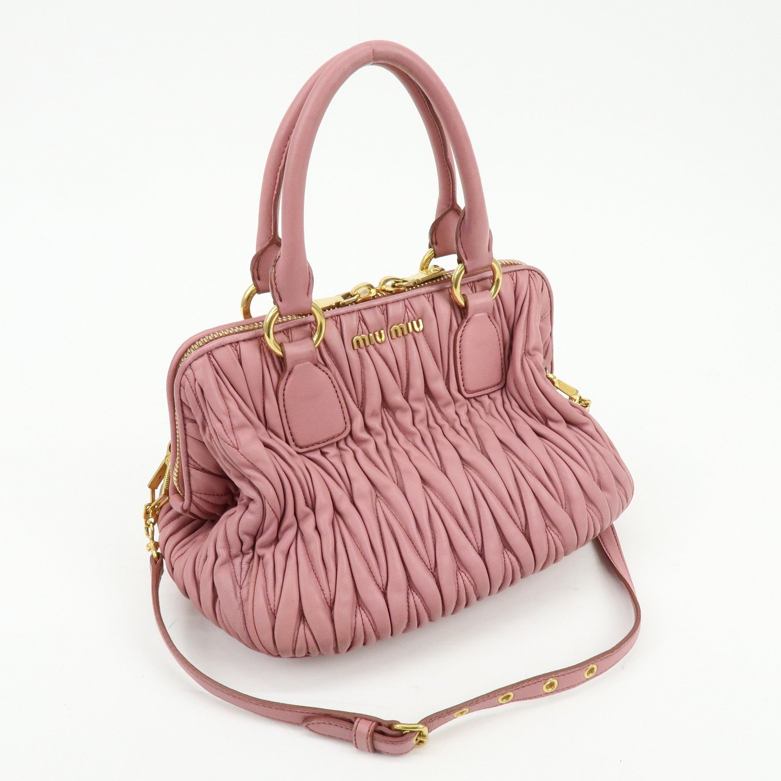 Miu Miu Matelasse 2Way Hand Bag - Pink, Nappa Leather