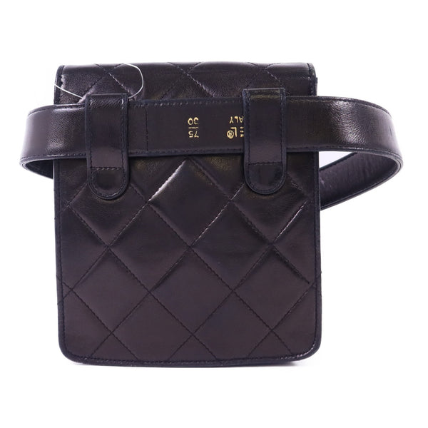 CHANEL CC GHW Waist Bag - Black, Lambskin Leather 