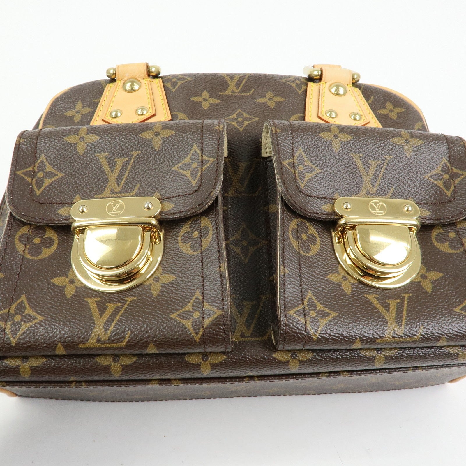 Louis Vuitton Monogram Manhattan PM Hand Bag Brown