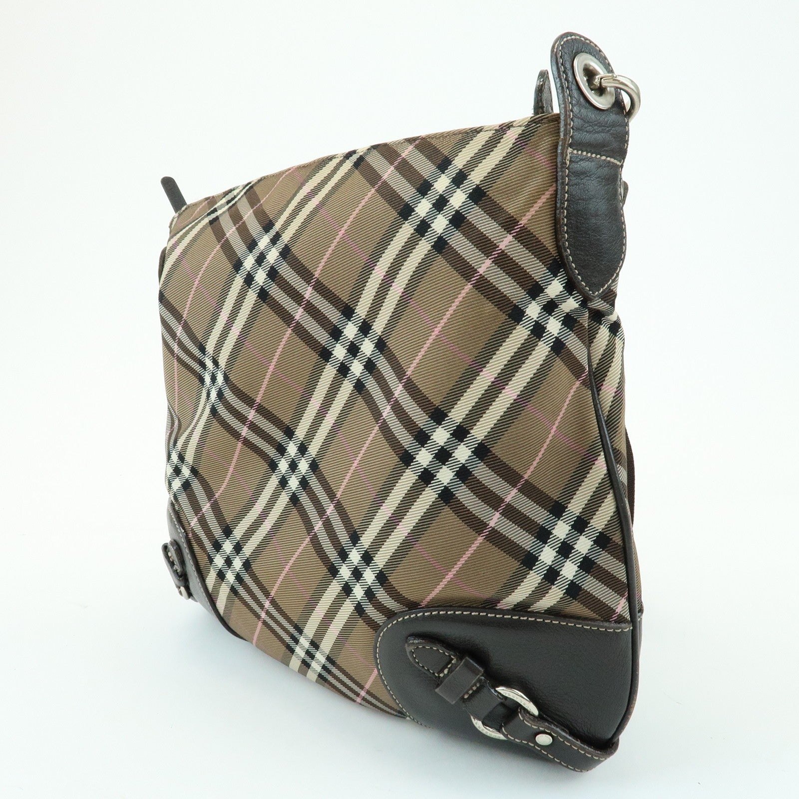 Burberry Nova Plaid Shoulder Bag - Brown, Canvas, Leather
