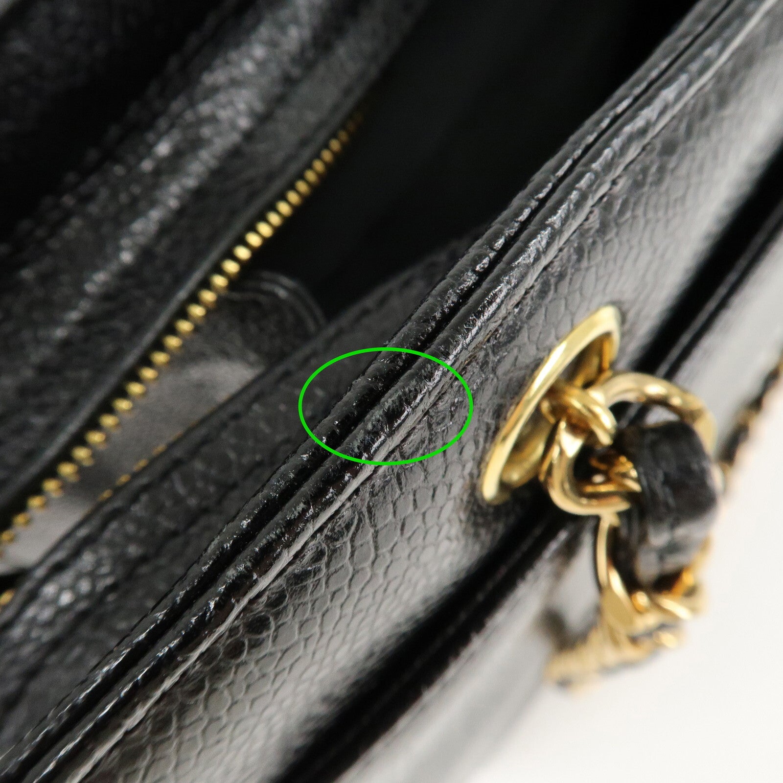 Chanel COCO Mark Caviar Skin Chain Tote Bag - Black/Gold, Caviar Skin