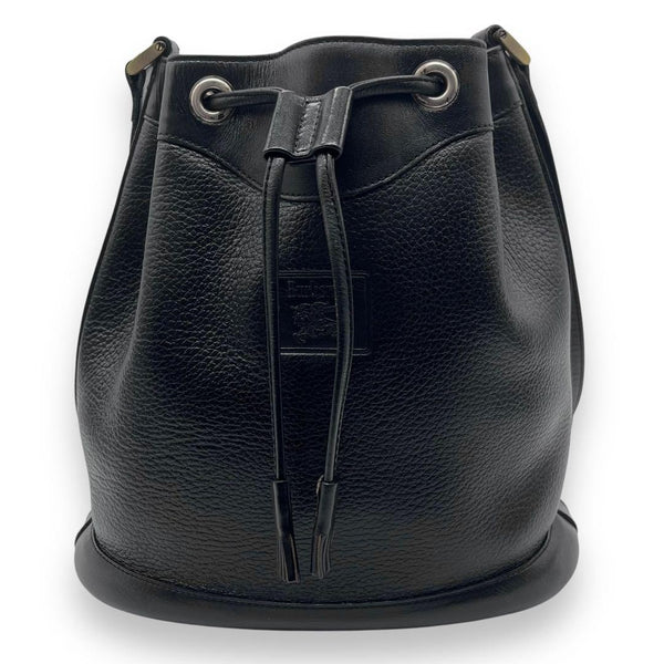 Burberry Bucket Shaped Drawstring Shoulder Bag - Black, Leather
