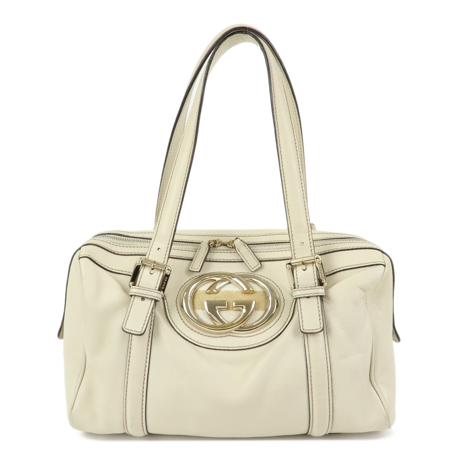 Gucci Interlocking G Sherry Boston Hand Bag - Ivory, Leather