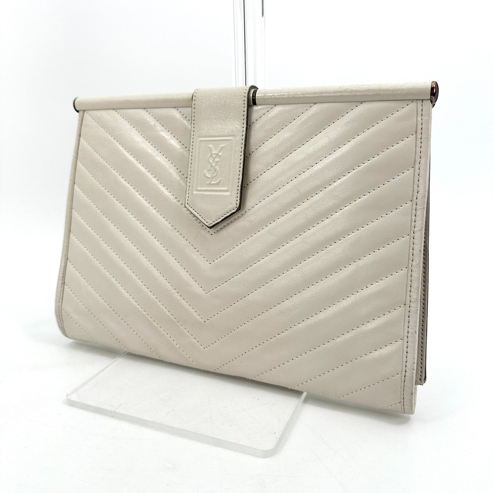 Saint Laurent Yves Saint Laurent Clutch Bag - Ivory, Leather