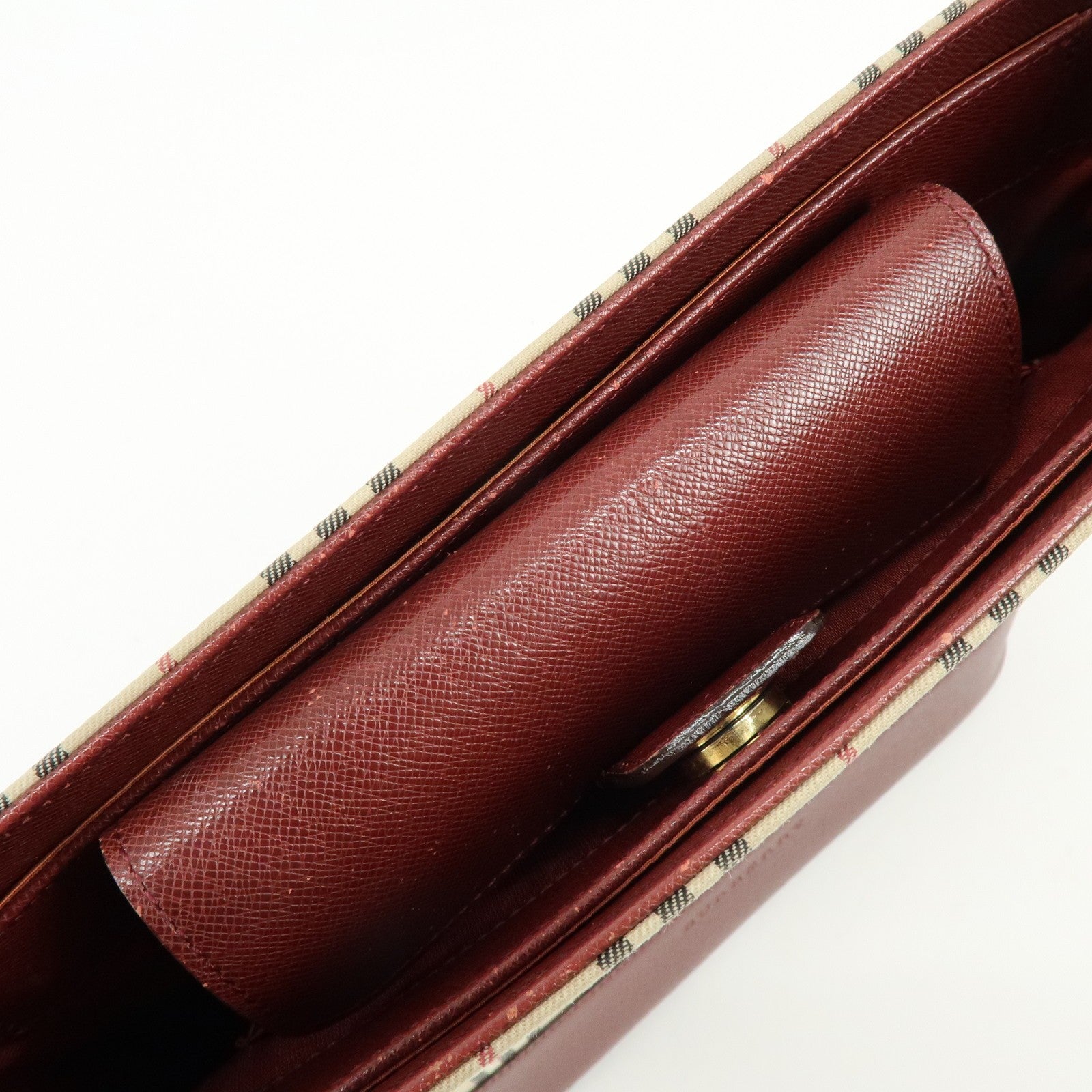 Burberry Shoulder Bag - Beige, Bordeaux, Canvas Leather