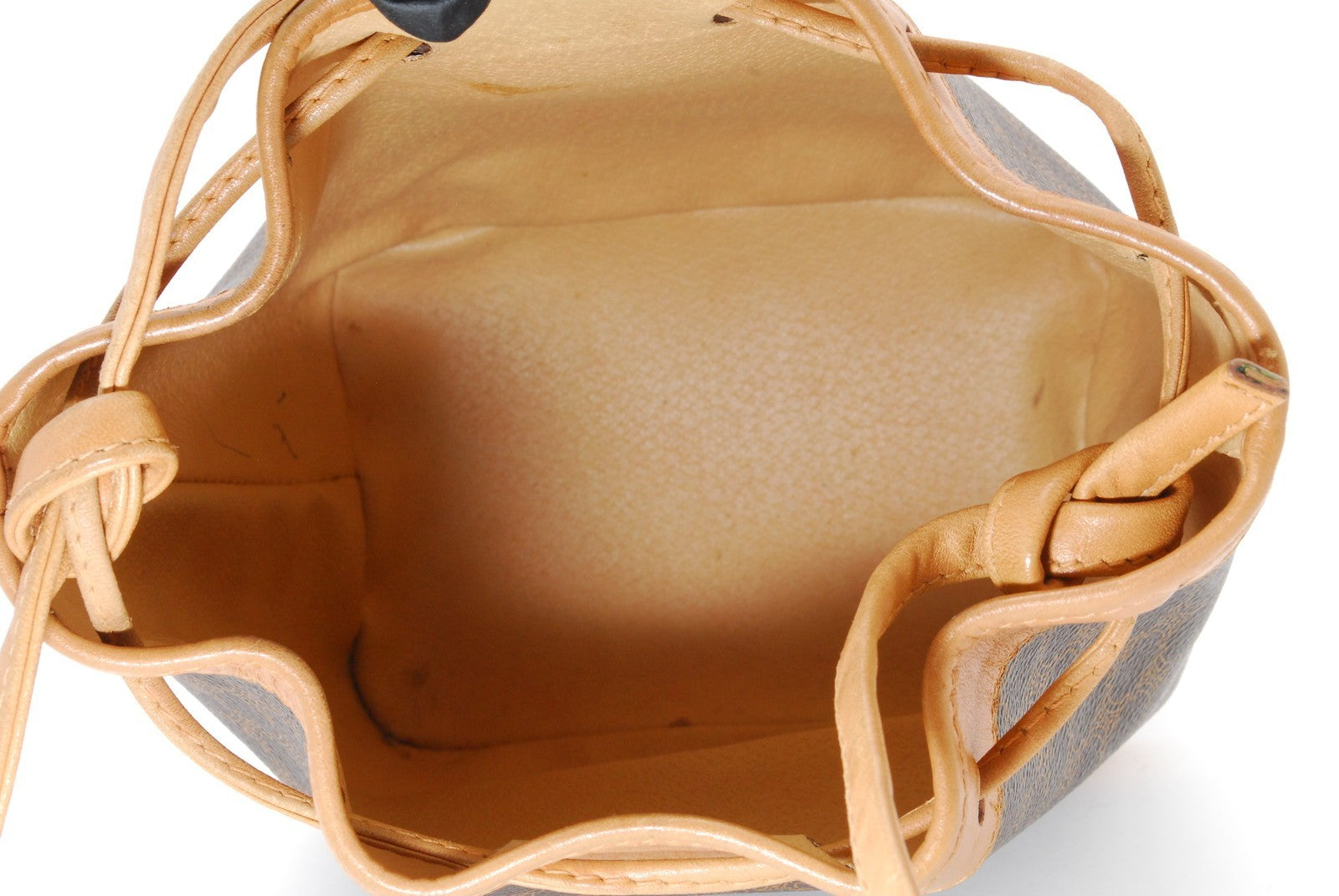 Celine Macadam Drawstring Bucket Bag - Brown, Leather