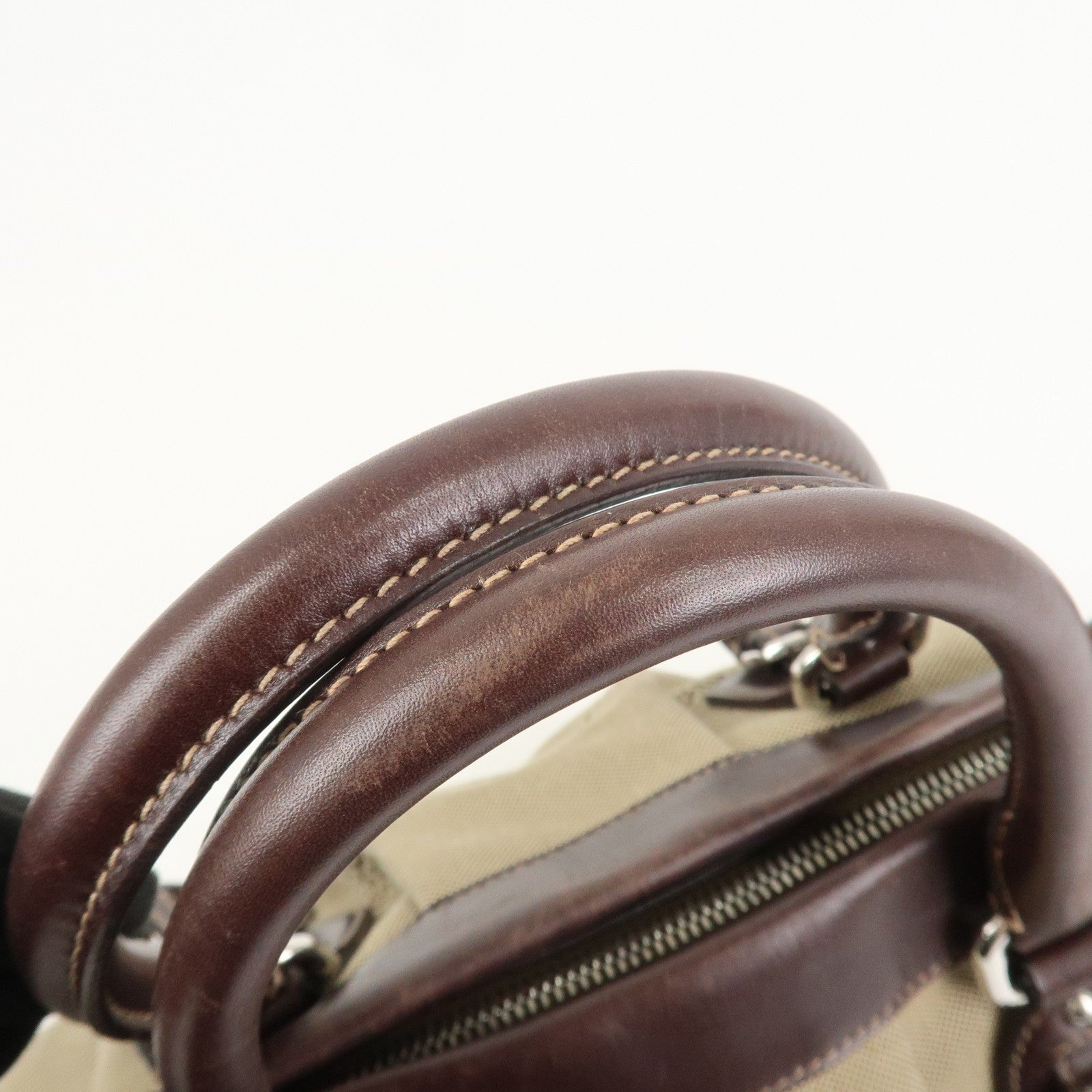 Prada Logo 2Way Shoulder Hand Bag - Brown, Canvas and Leather