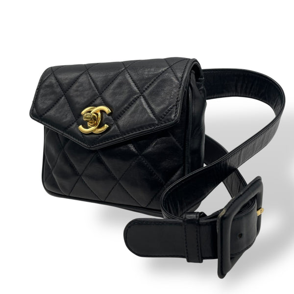Chanel Matelasse Waist Pouch - Black, Leather