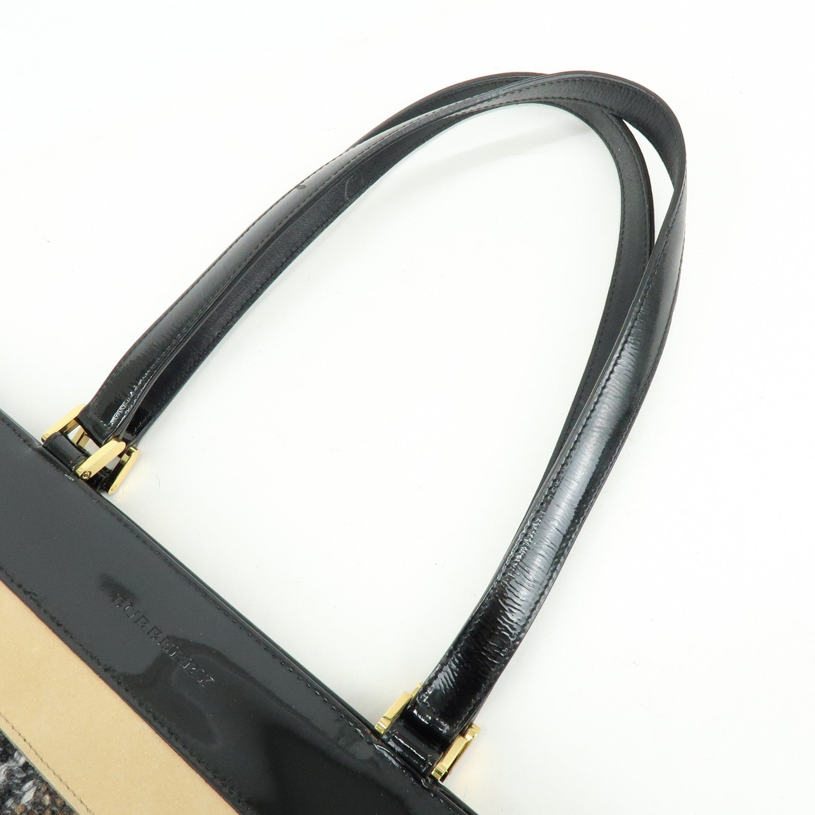 Burberry Tote Bag - Beige, Black, Tweed, Patent Leather, Suede