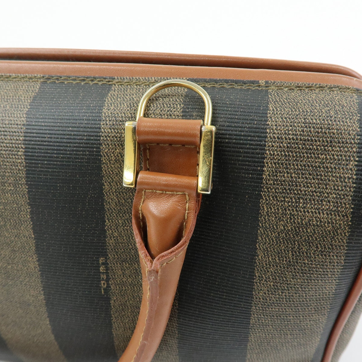 Fendi Pequin Boston Bag - Brown Beige Black, PVC Leather