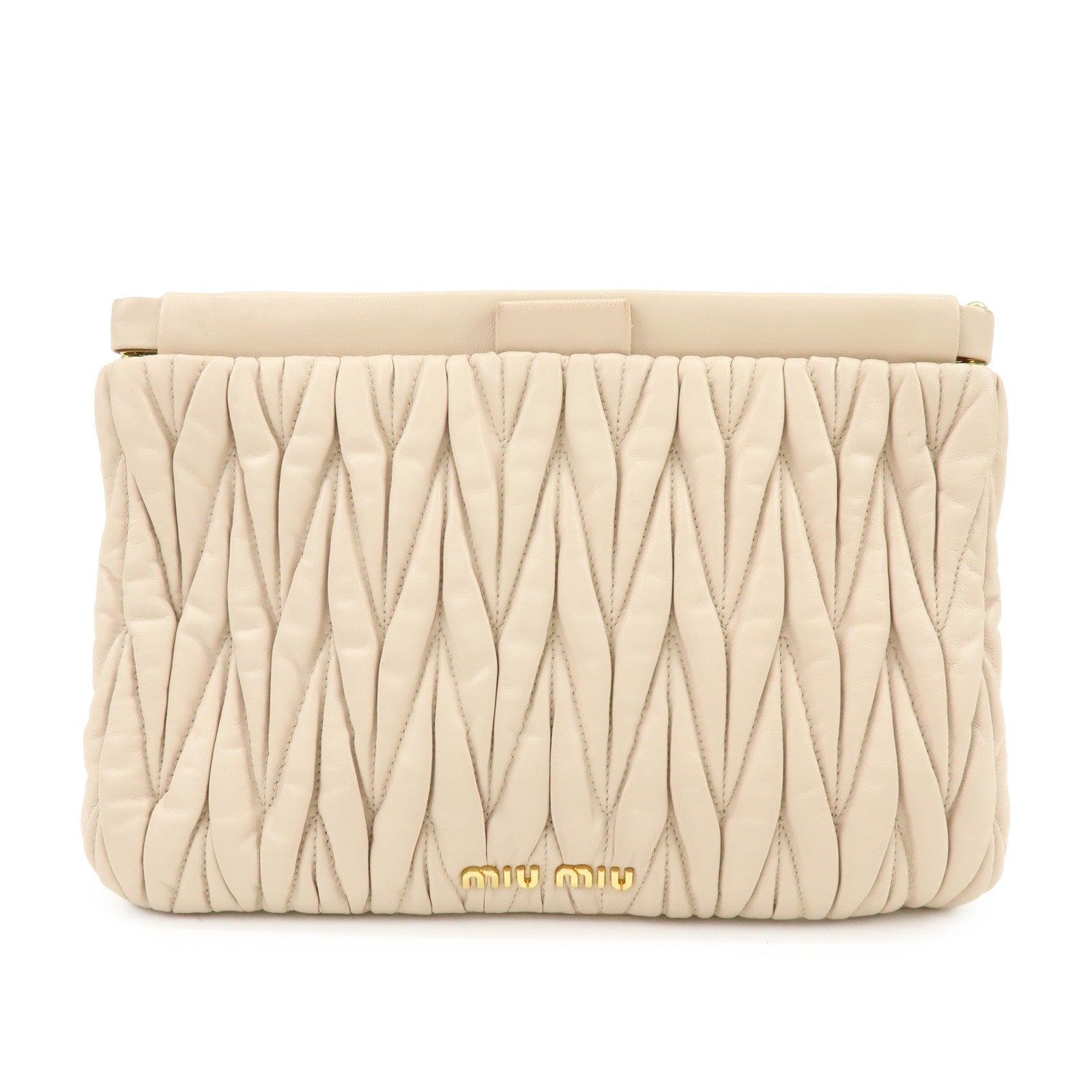 Miu Miu Clutch Bag - Beige, Nappa Leather