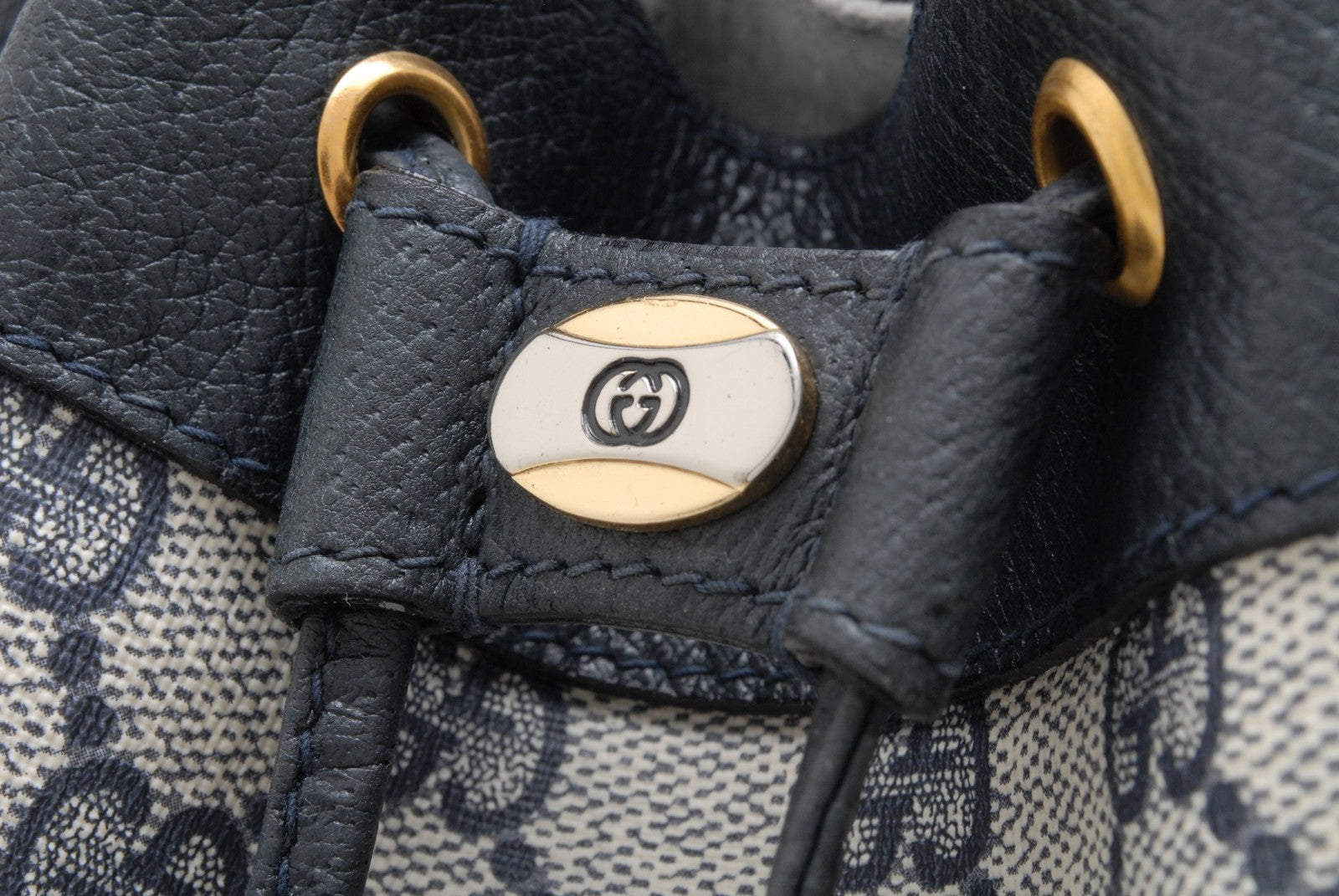 Gucci GG Bucket Bag Shoulder Bag - Navy, Canvas and Leather