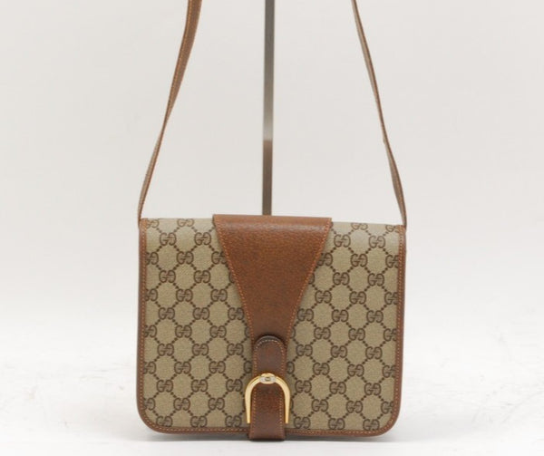 Gucci GG Supreme Crossbody Shoulder Bag - Brown, PVC Leather
