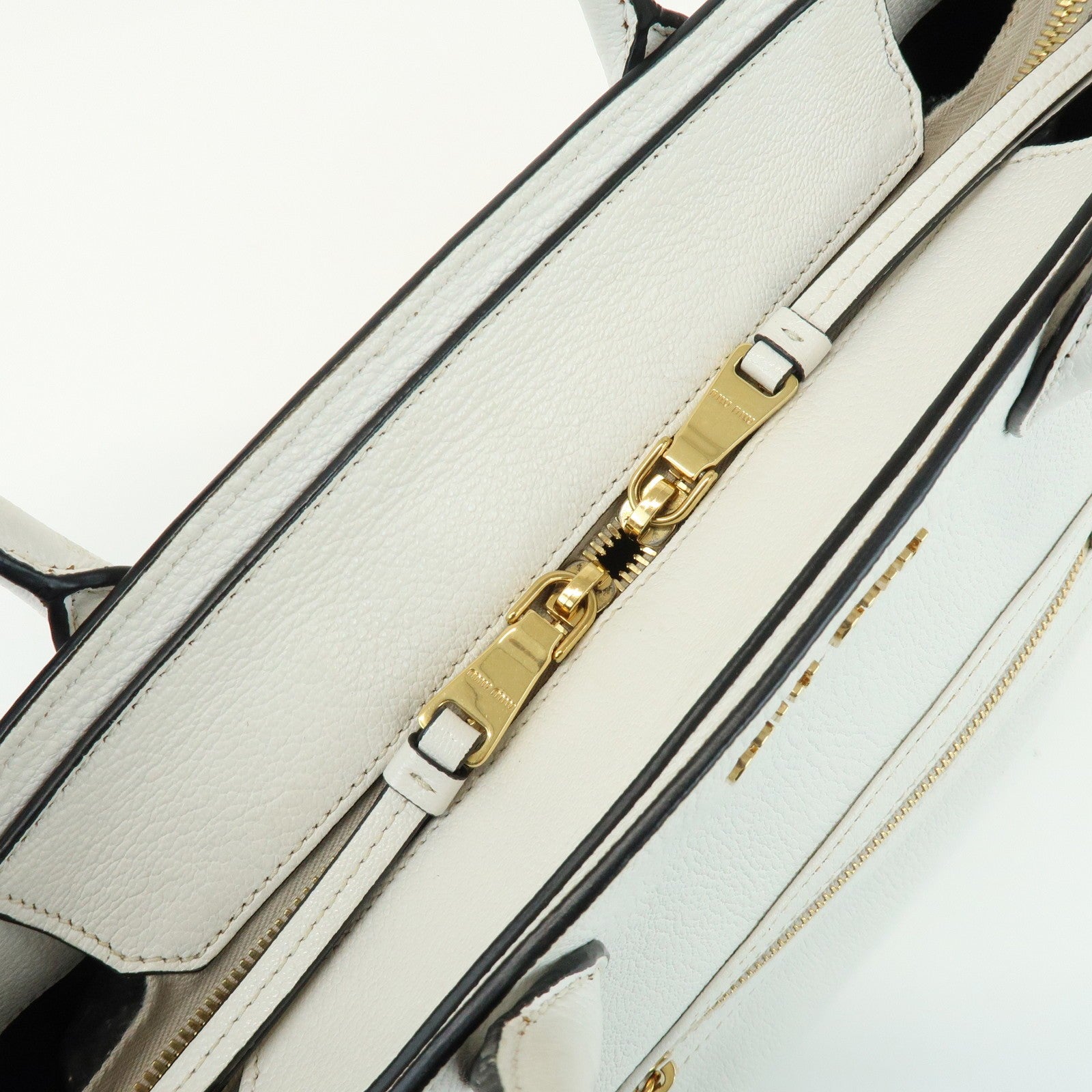 Miu Miu Madras 2Way Hand Bag - White, Leather