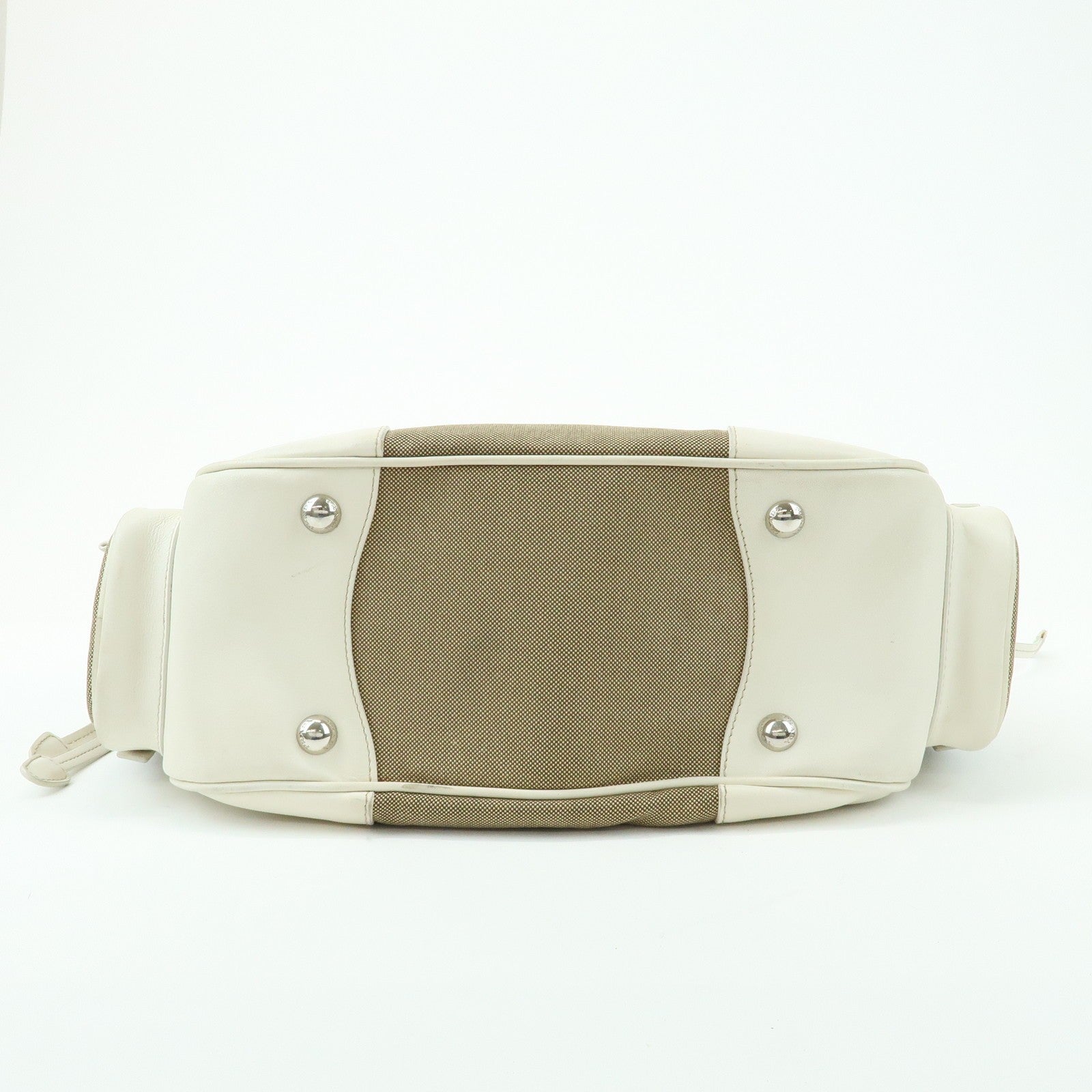 Prada Triangle Logo Shoulder Bag - Beige Ivory, Nylon Jacquard Leather