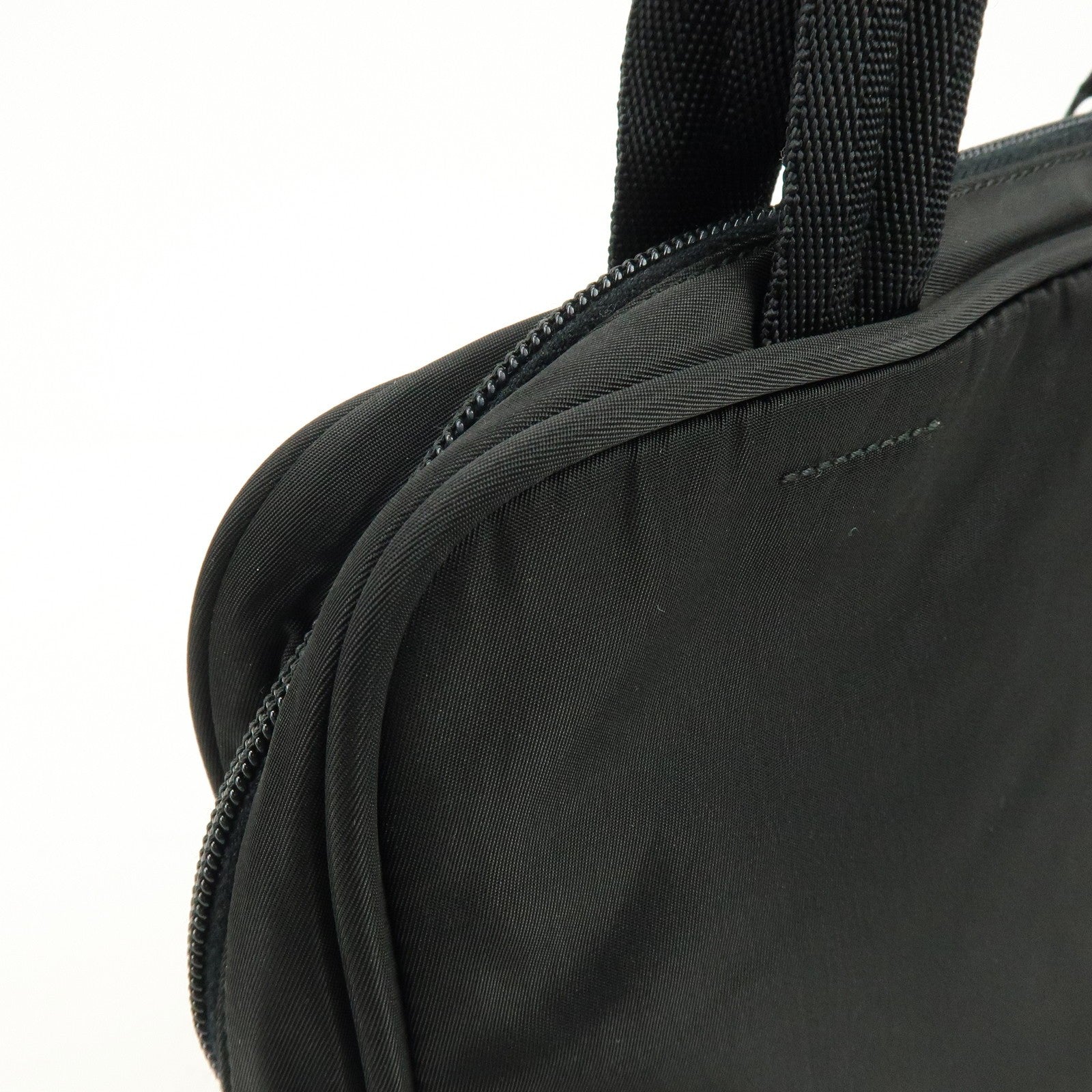 Prada Triangle Logo Hand Bag - Black, Nylon and Leather