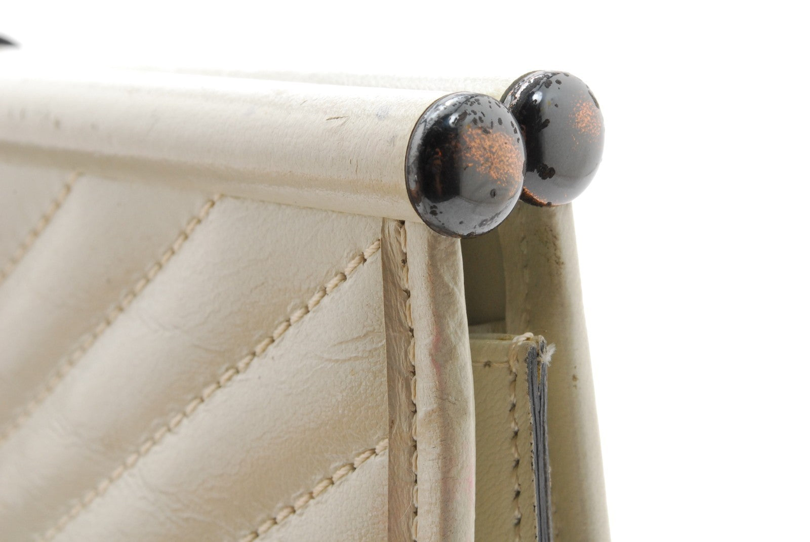 Saint Laurent Yves Saint Laurent Chevron Quilted Clutch Bag - White, Leather