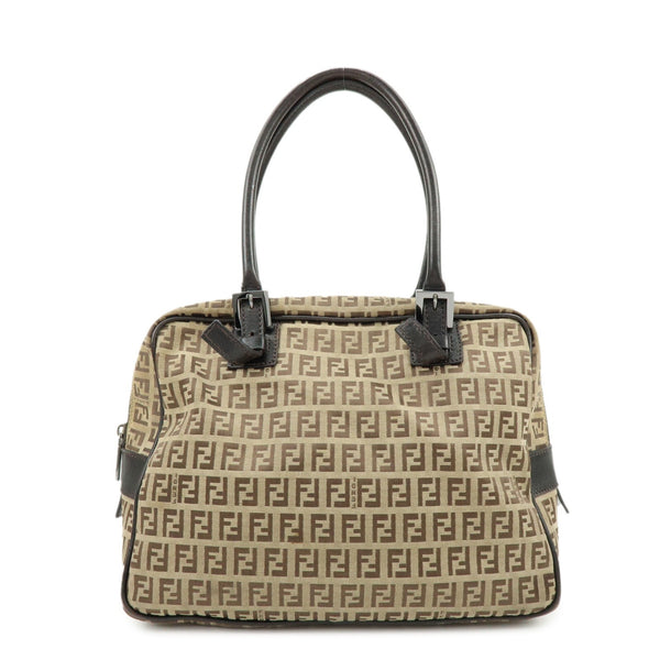 Fendi Zucchino Boston Shoulder Bag - Beige, Canvas Leather