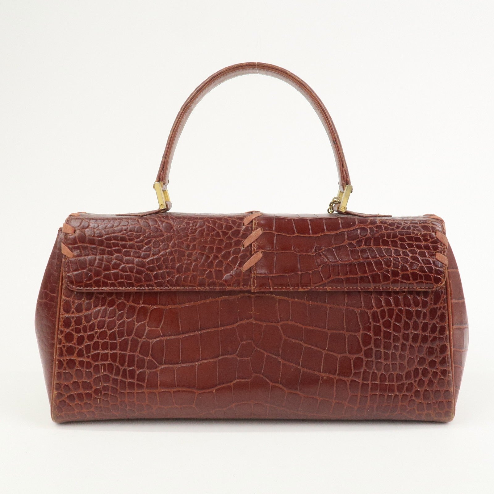 Saint Laurent Paris Embossed Leather Hand Bag - Red Brown, Leather