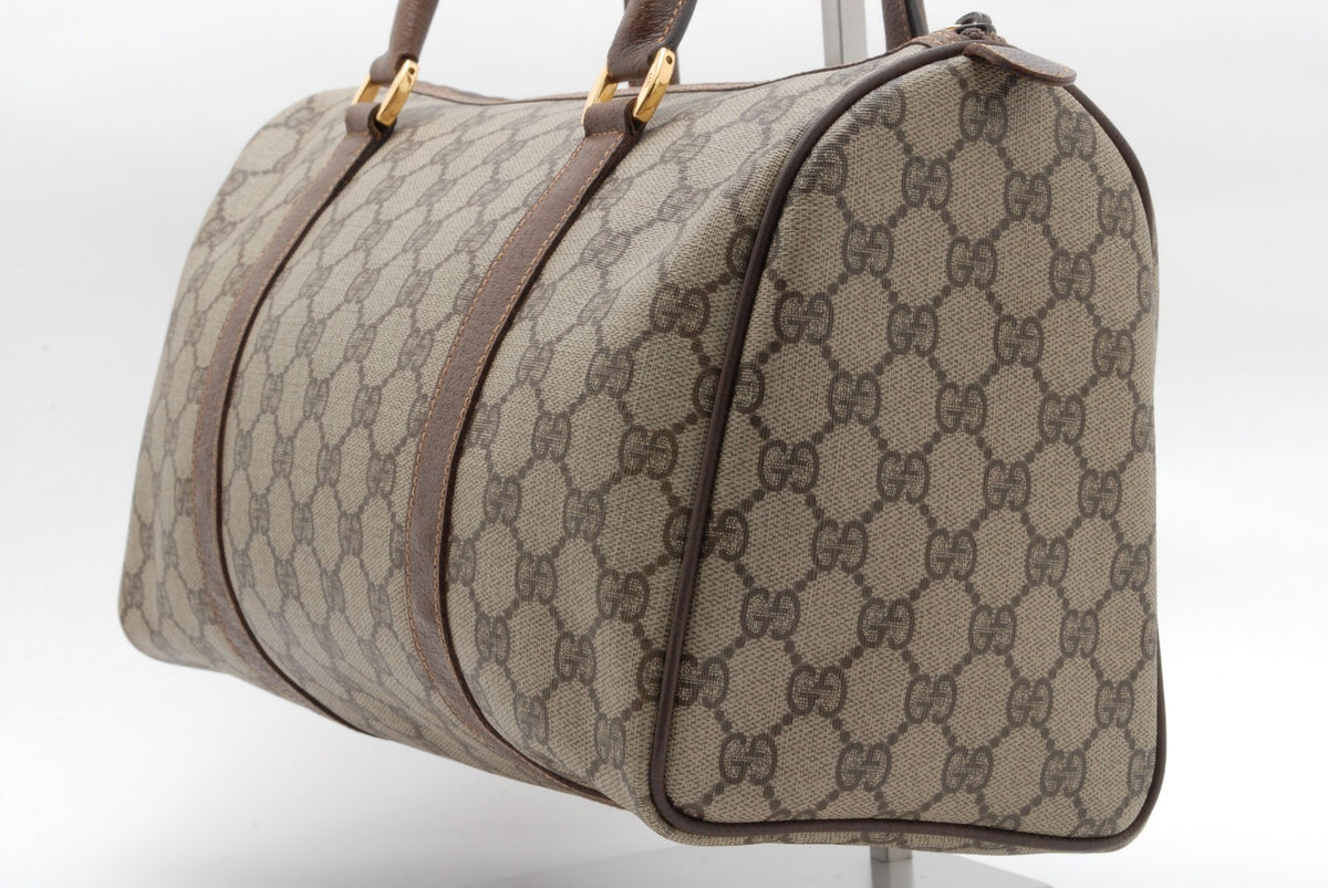 Gucci Vintage GG Supreme Boston Handbag - Brown Beige, PVC Leather
