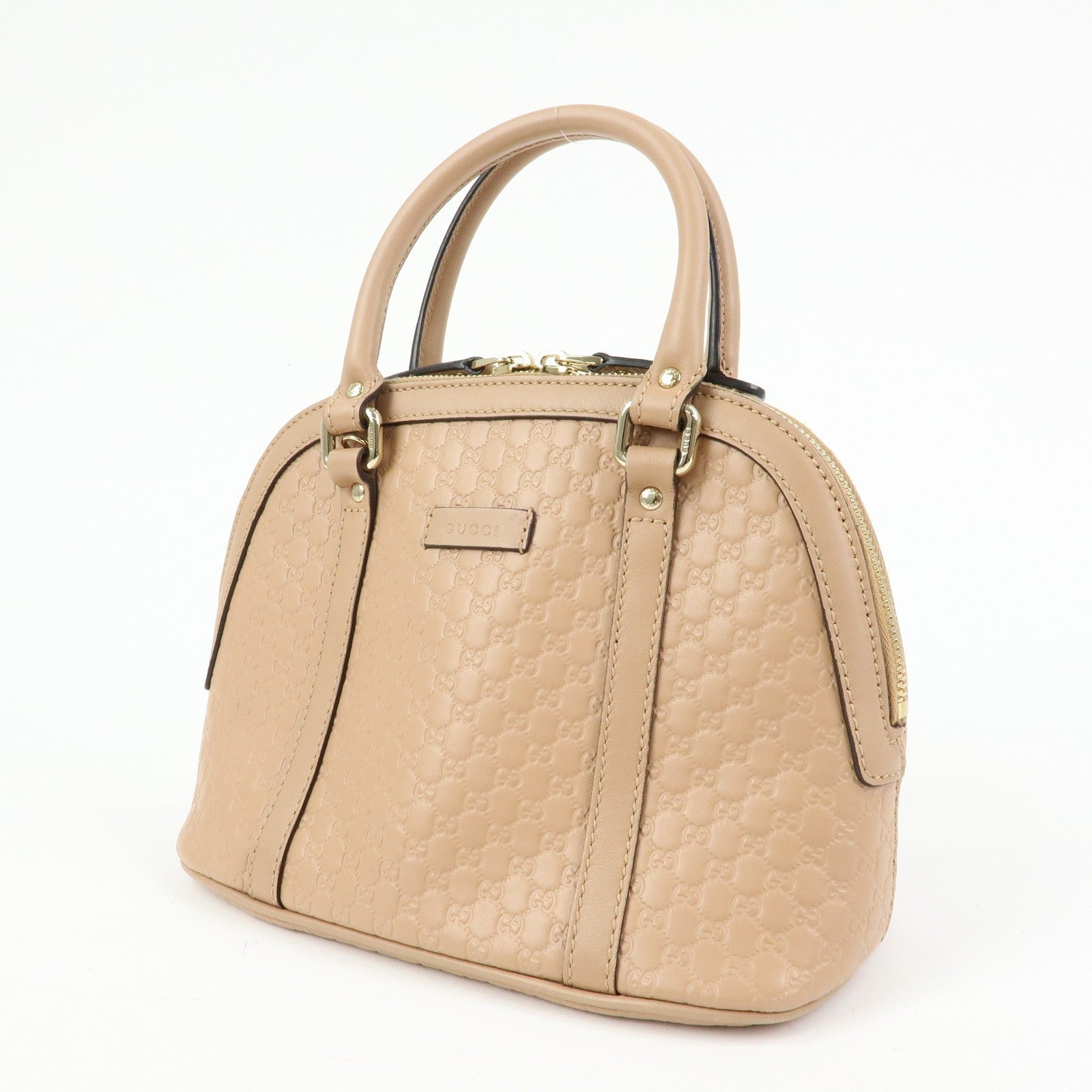GUCCI Microguccissima Leather Bag Hand Bag Beige