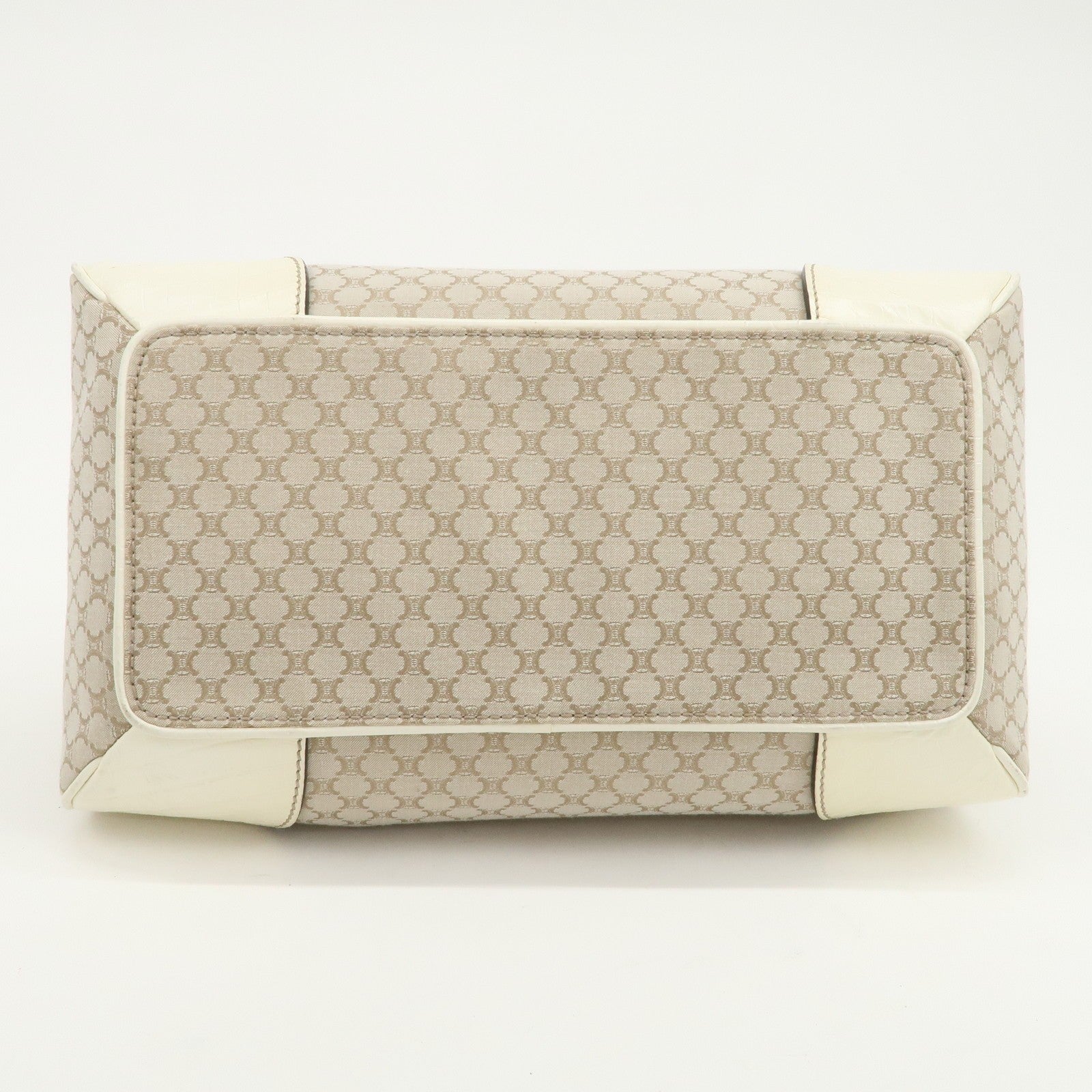 Celine Macadam Boston Hand Bag - Beige Ivory, Canvas Leather 