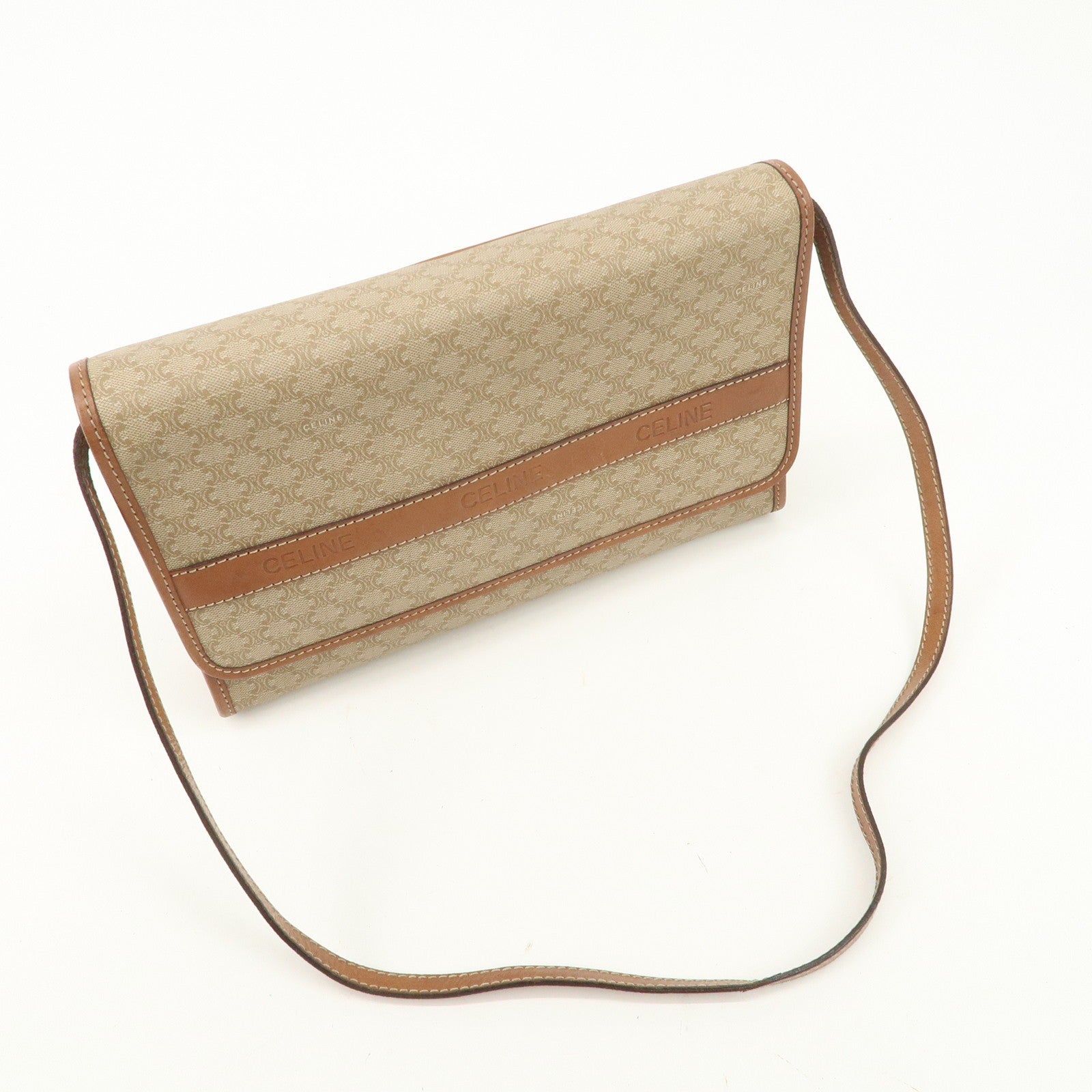 Celine Macadam 2Way Shoulder Bag - Beige, Leather