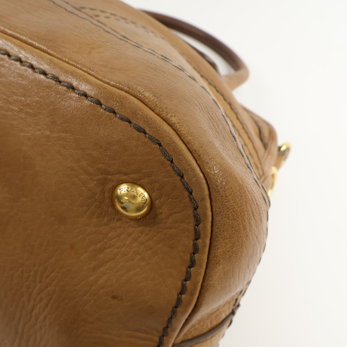 Prada Cervo Shine Bauletto Shoulder Bag - Brown, Deerskin Leather