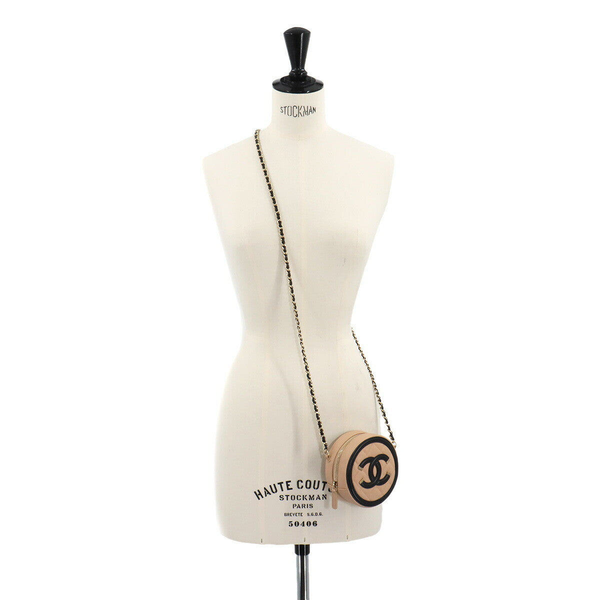 Chanel CC Filigree Chain Shoulder Bag - Beige, Black, Caviarskin Leather