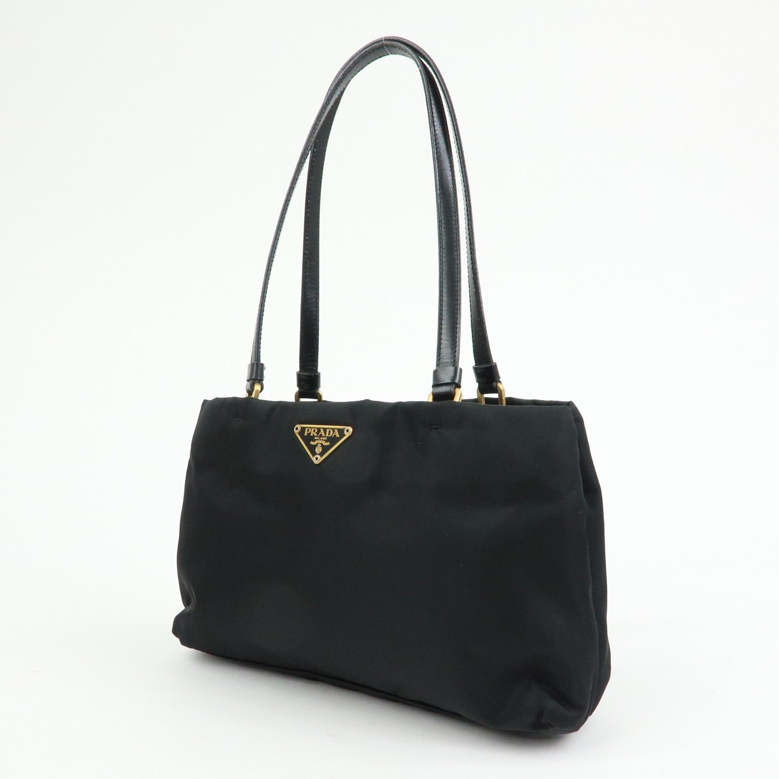 Prada Triangle Logo Tote Bag - Black, Nylon and Leather