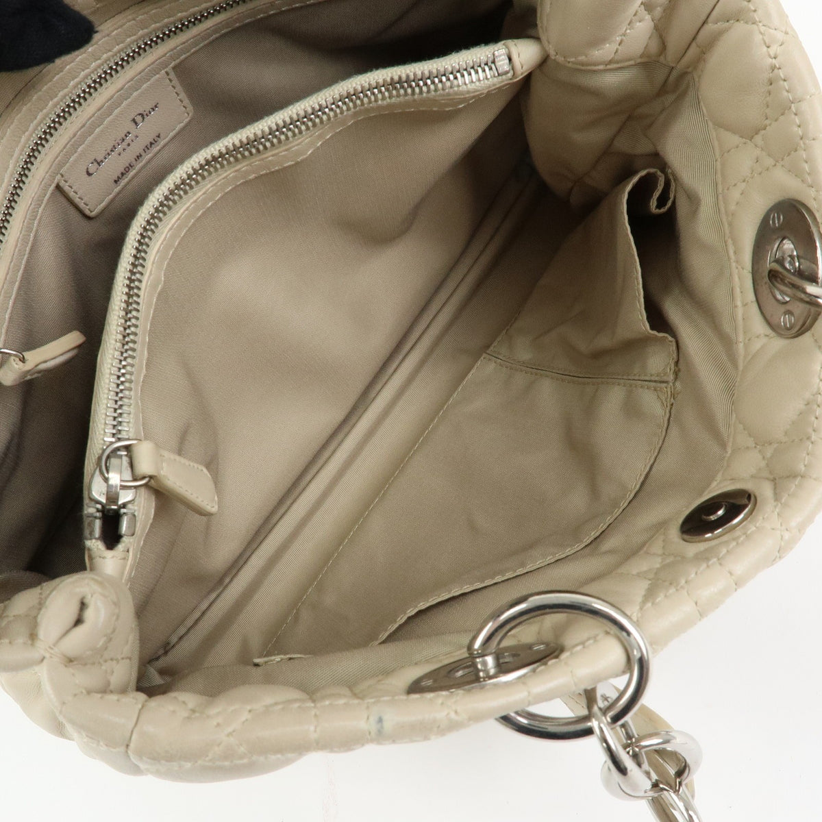 Christian Dior Lady Dior Hand Bag - Ivory, Lamb Skin