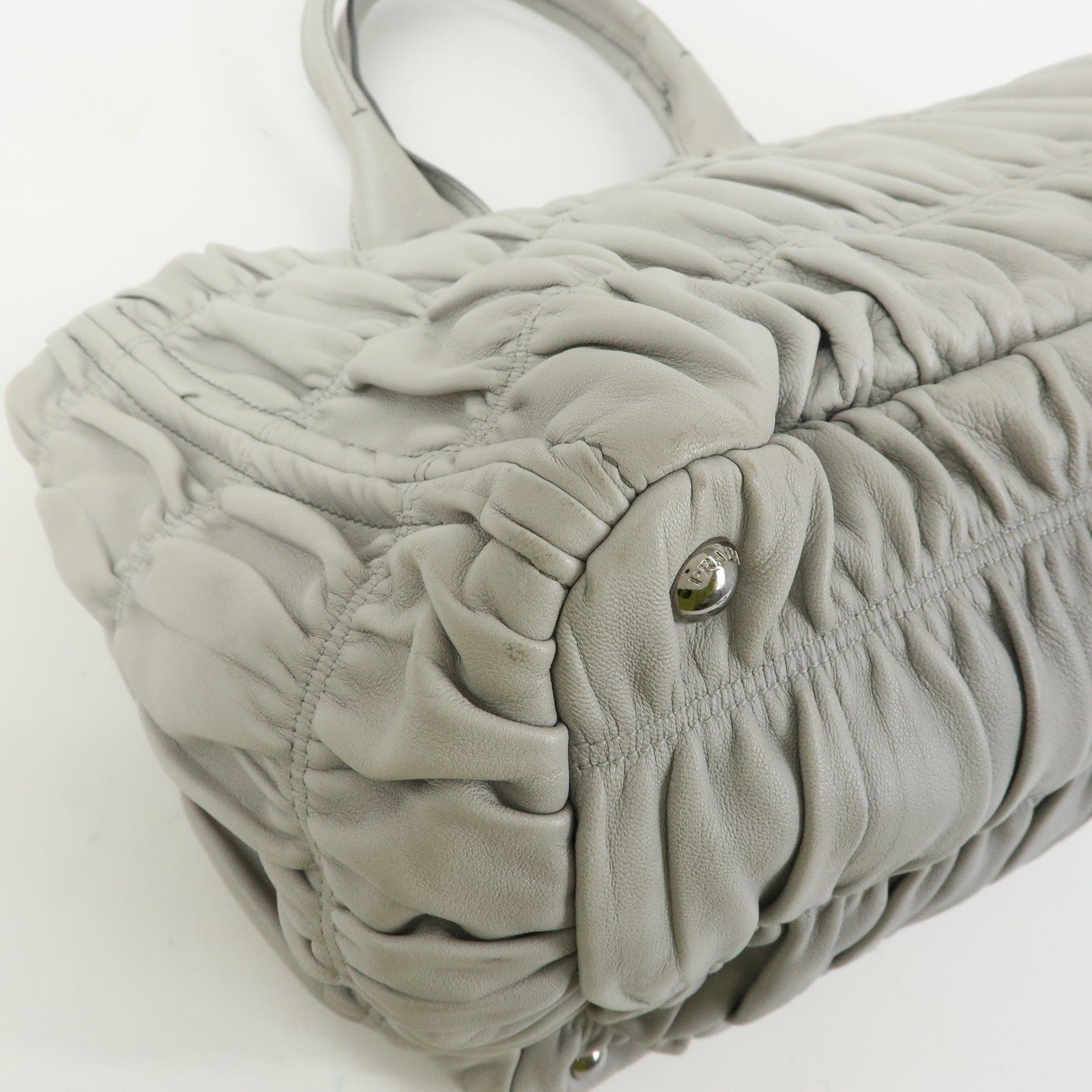 Prada Tote Hand Bag - Gray, Nappa Gaufre Leather