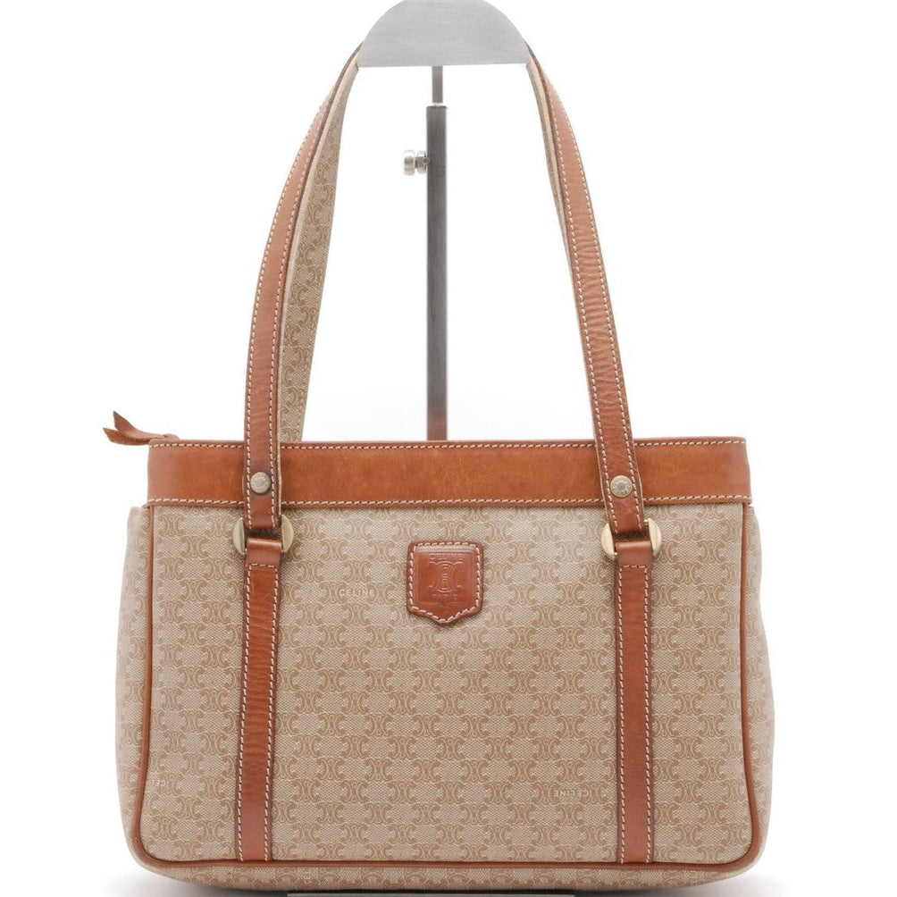 Celine Vintage Macadam Hand Tote Bag - Beige, PVC Leather