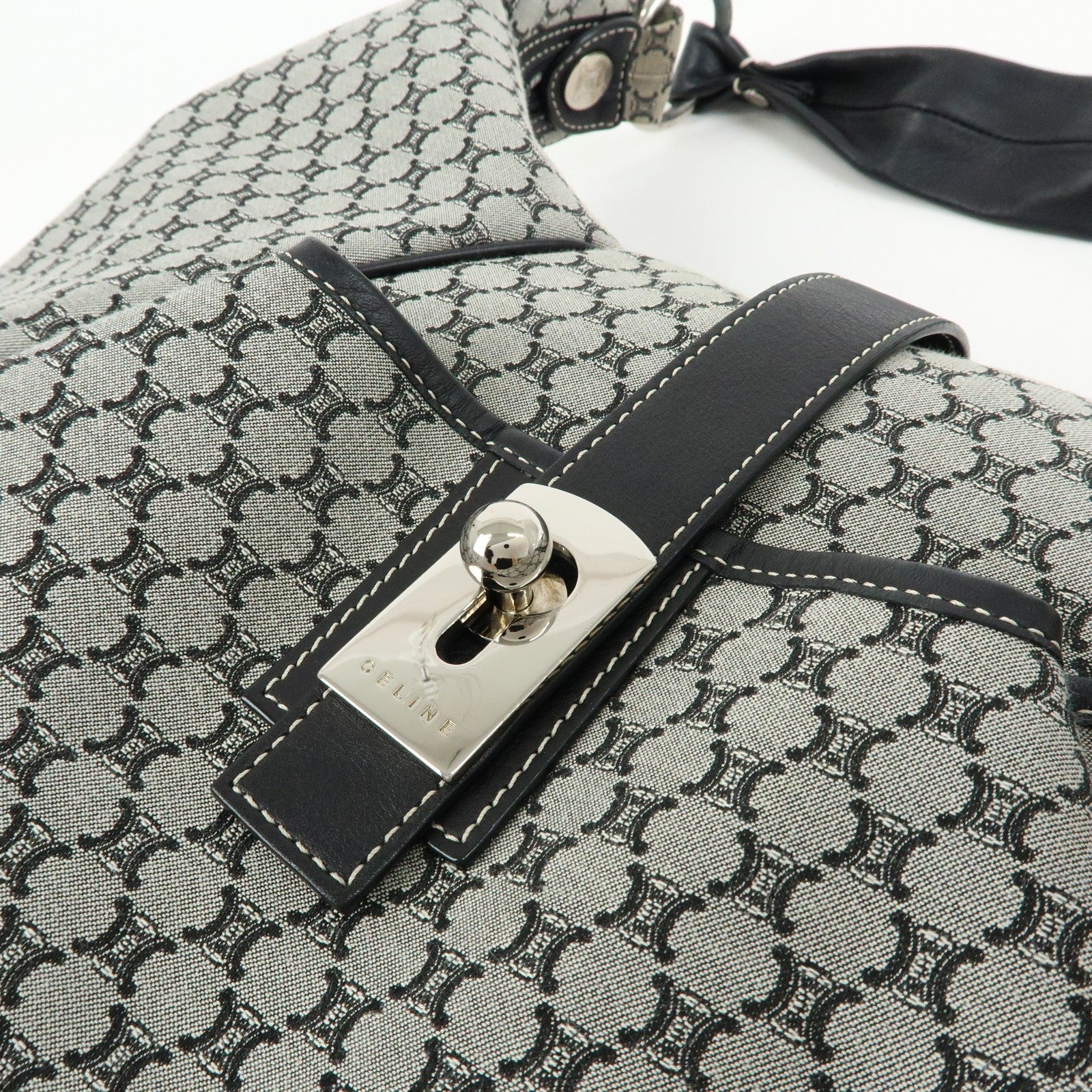Celine Macadam Shoulder Bag - Grey, Canvas and Leather