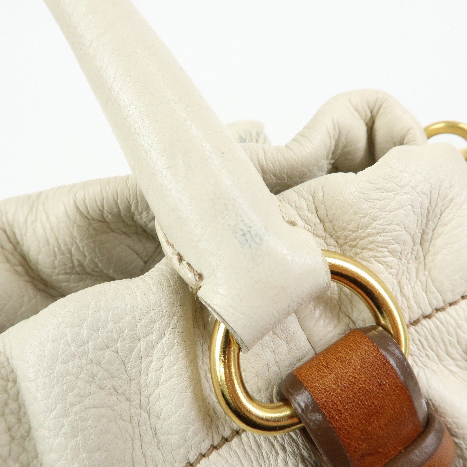 Prada BN1773 Hand Bag - Ivory Brown, Leather 