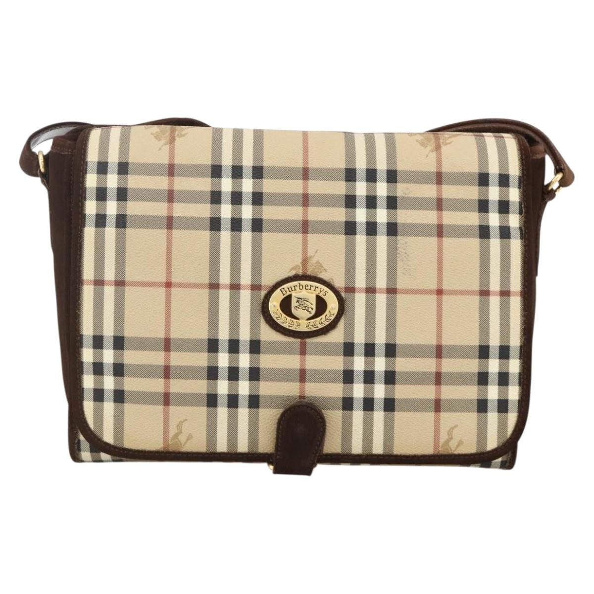 Burberrys Nova Check Shoulder Bag - Beige / Gold, PVC Leather