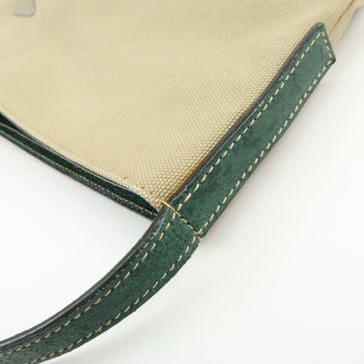 Prada Shoulder Bag - Beige, Green, Canvas, Leather