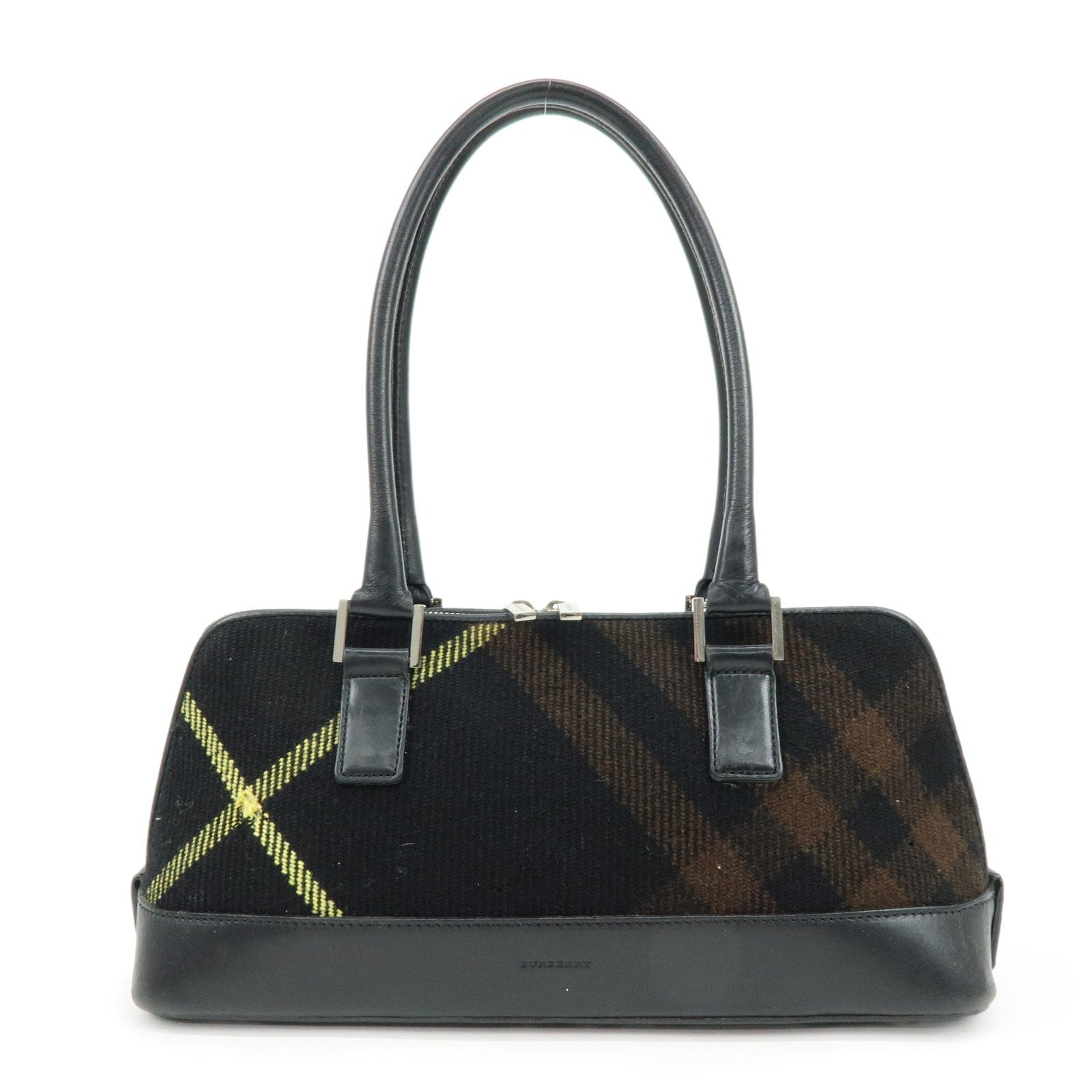 Burberry Shoulder Hand Bag - Black Brown, Canvas Leather