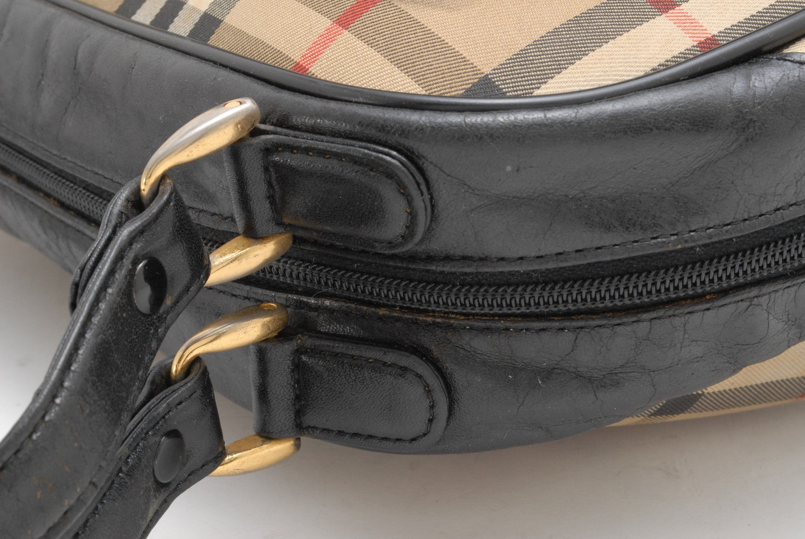 Burberry Nova Check Hand Mini Boston Bag - Black, Canvas