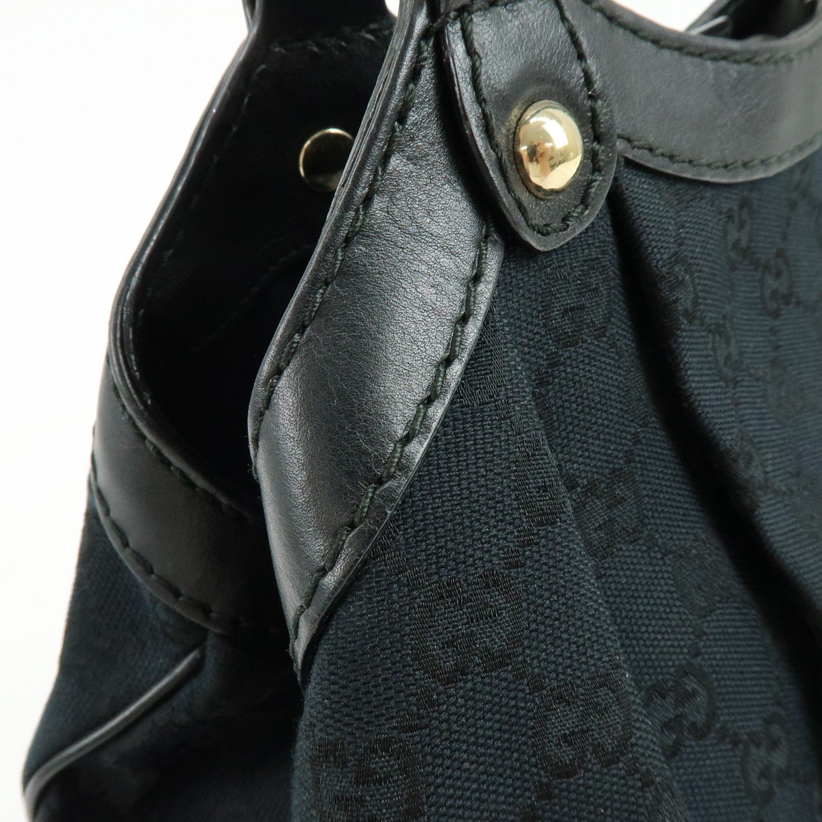 GUCCI Sukey GG Canvas Leather Tote Bag Hand Bag Black