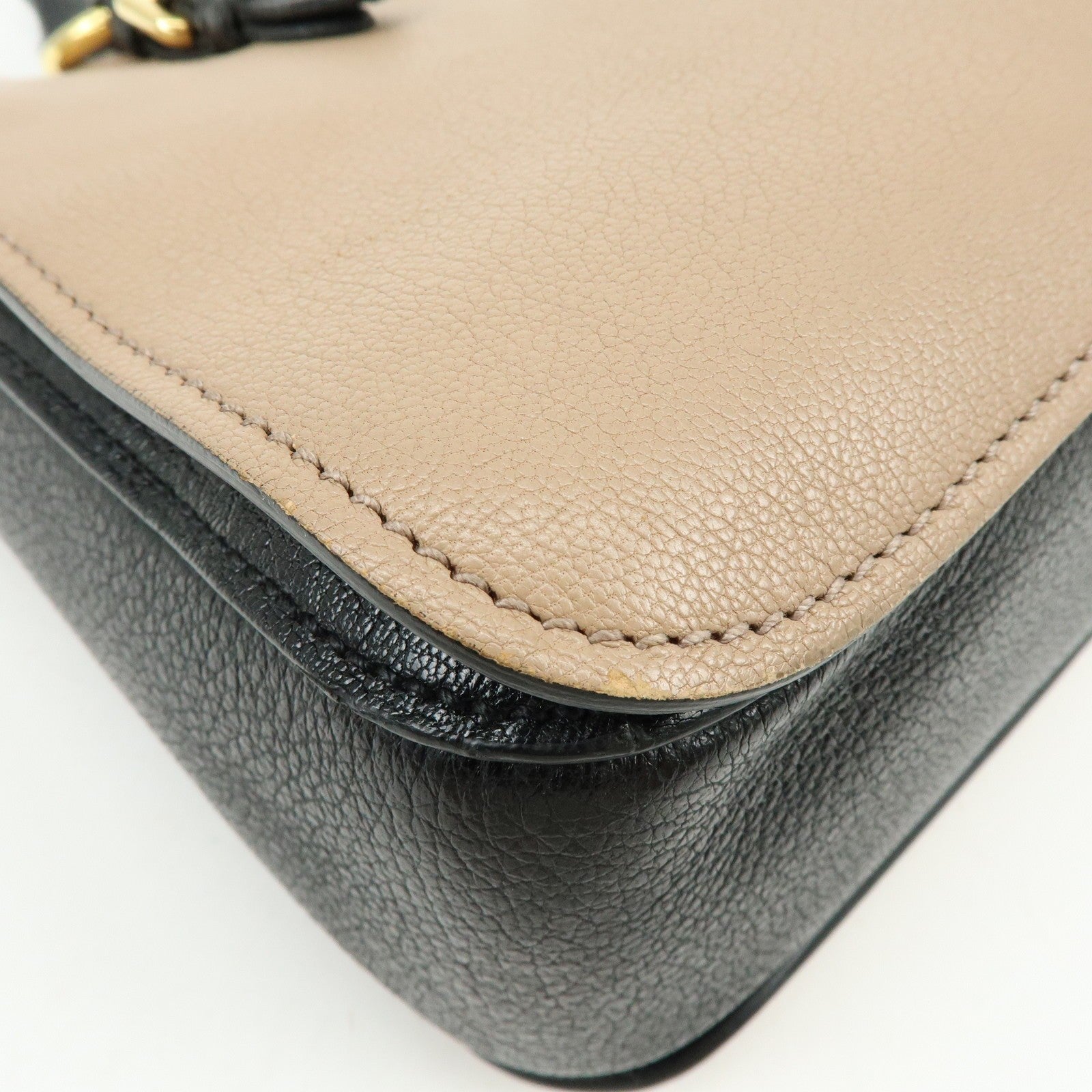 Miu Miu Hand Bag - Beige Black, Madras Leather