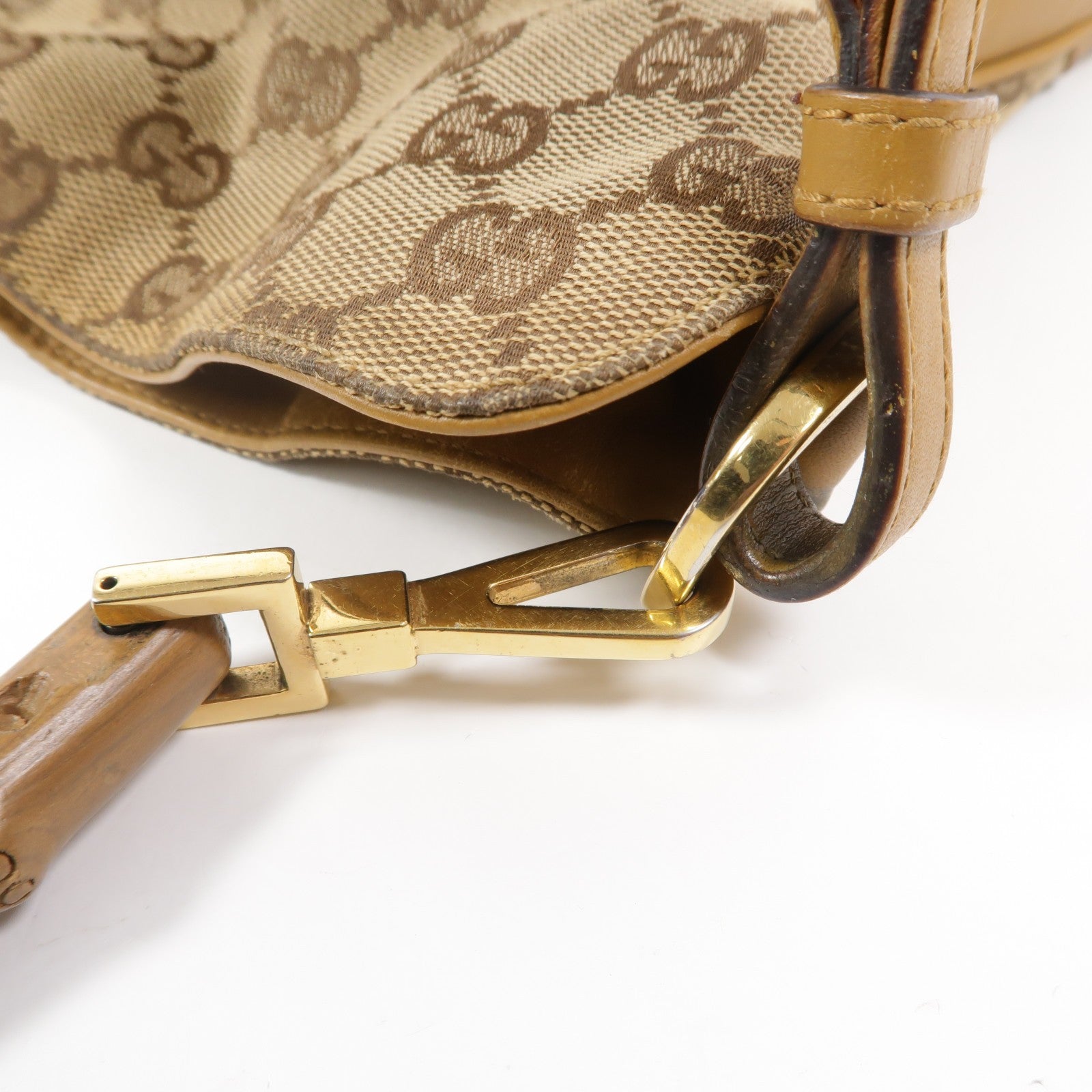 Gucci GG GHW Bamboo 2 Way Shoulder Bag - Beige, Canvas