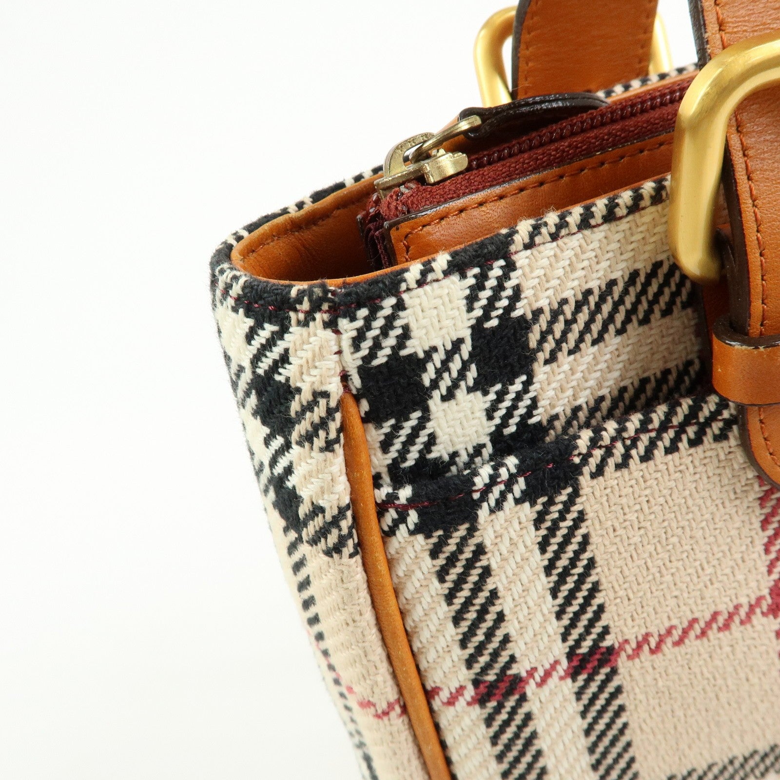 Burberry Nova Plaid Tote Bag - Beige, Canvas