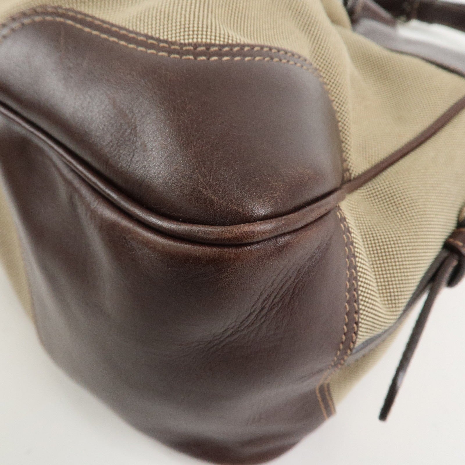 Prada Logo 2Way Shoulder Hand Bag - Brown, Canvas and Leather